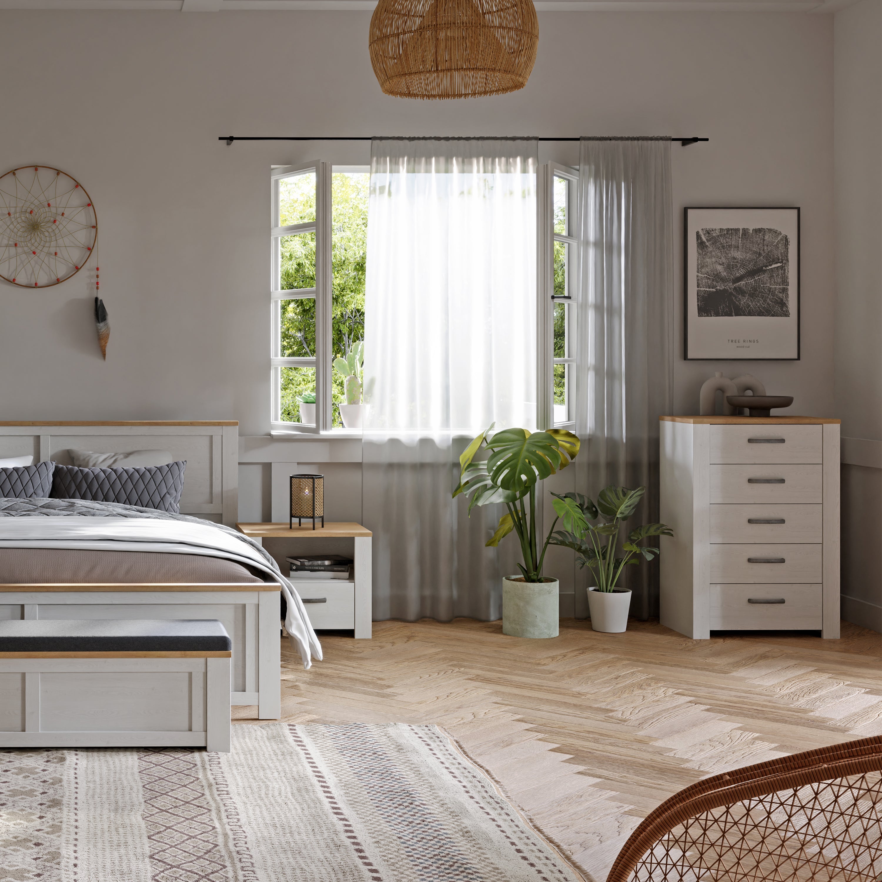 Bohol 5 Drawer Narrow Chest in Riviera Oak/White – FTG, view 5