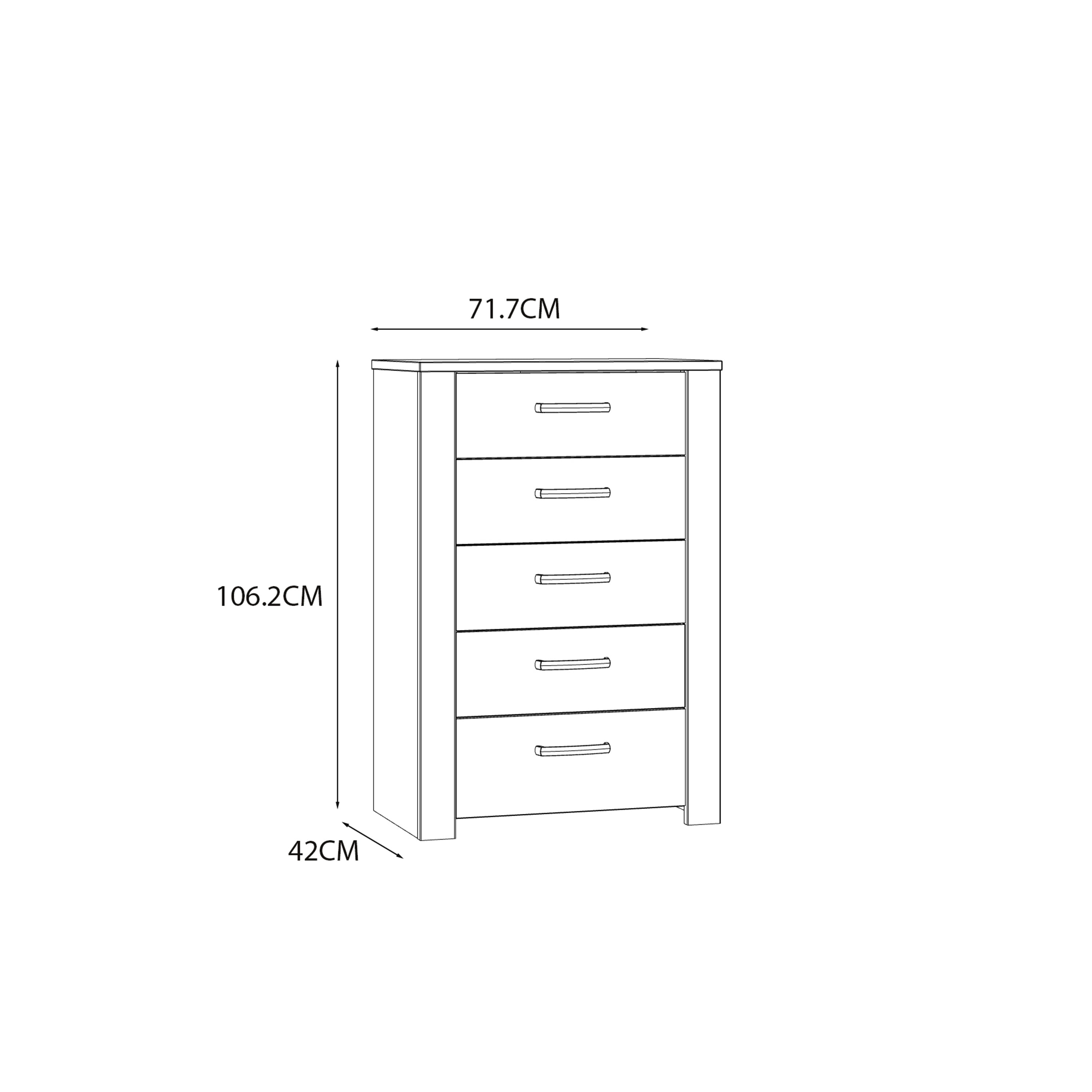 Bohol 5 Drawer Narrow Chest in Riviera Oak/White – FTG, view 8
