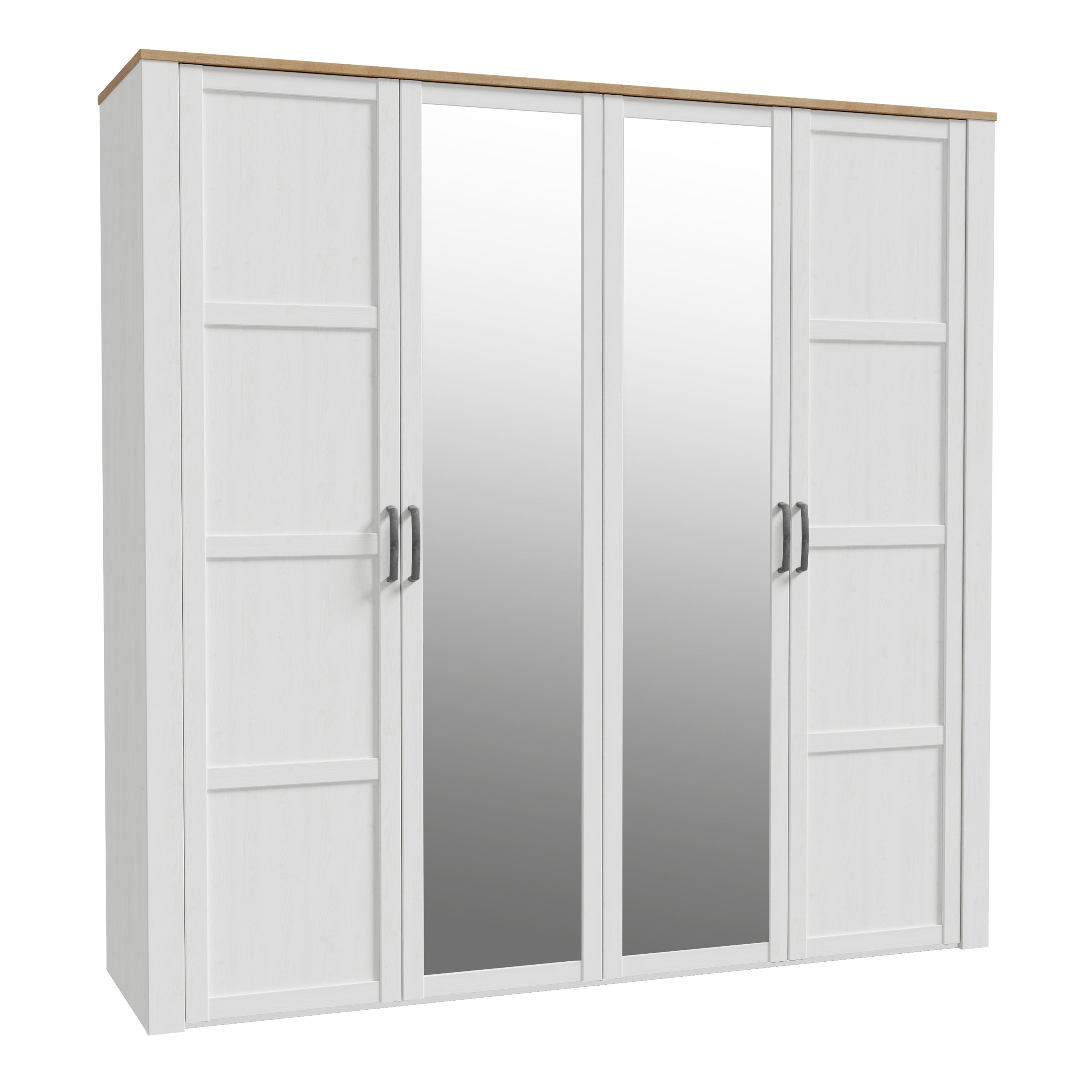 Bohol 2 Door 2 Mirrored Door Wardrobe in Riviera Oak/White – FTG