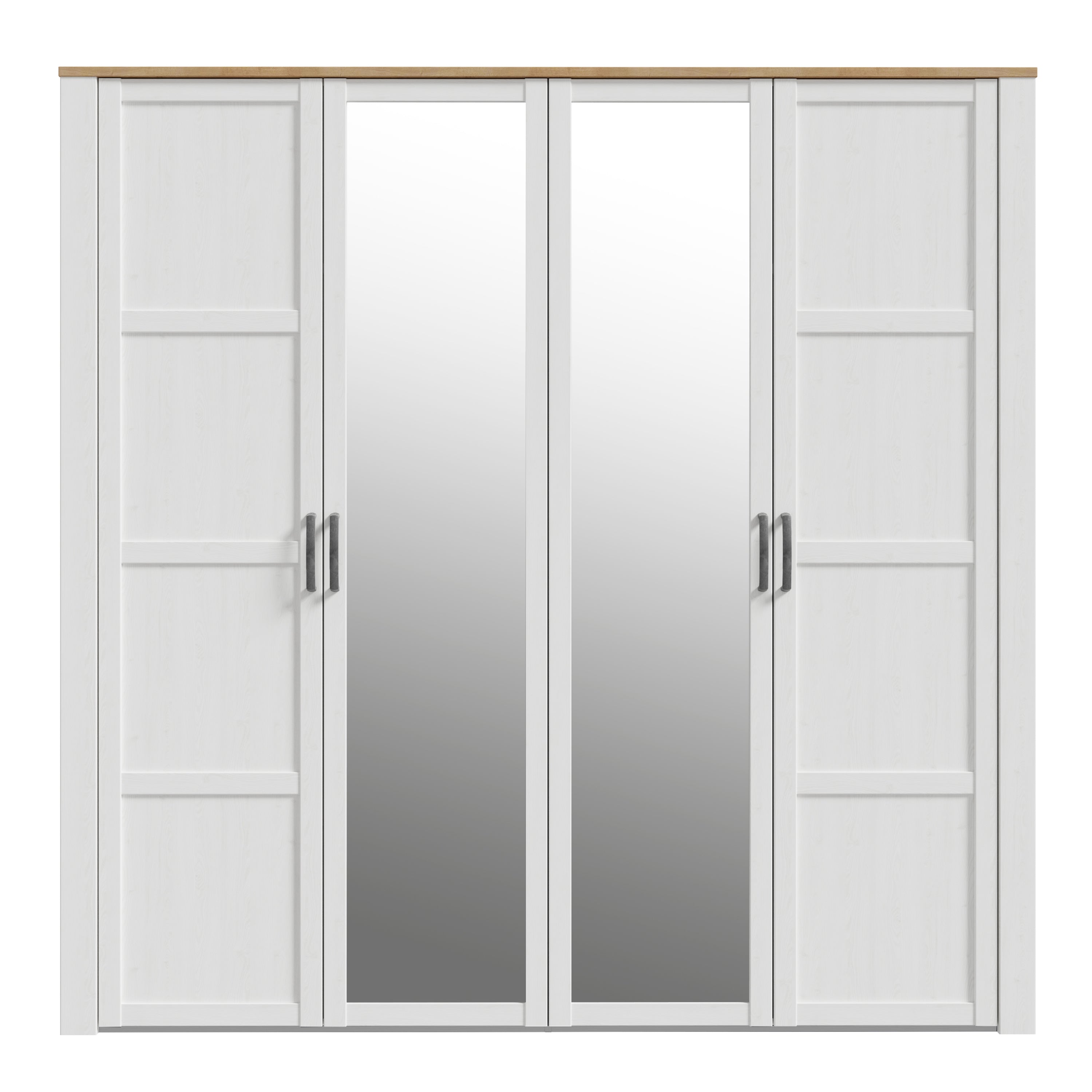 Bohol 2 Door 2 Mirrored Door Wardrobe in Riviera Oak/White – FTG, view 2