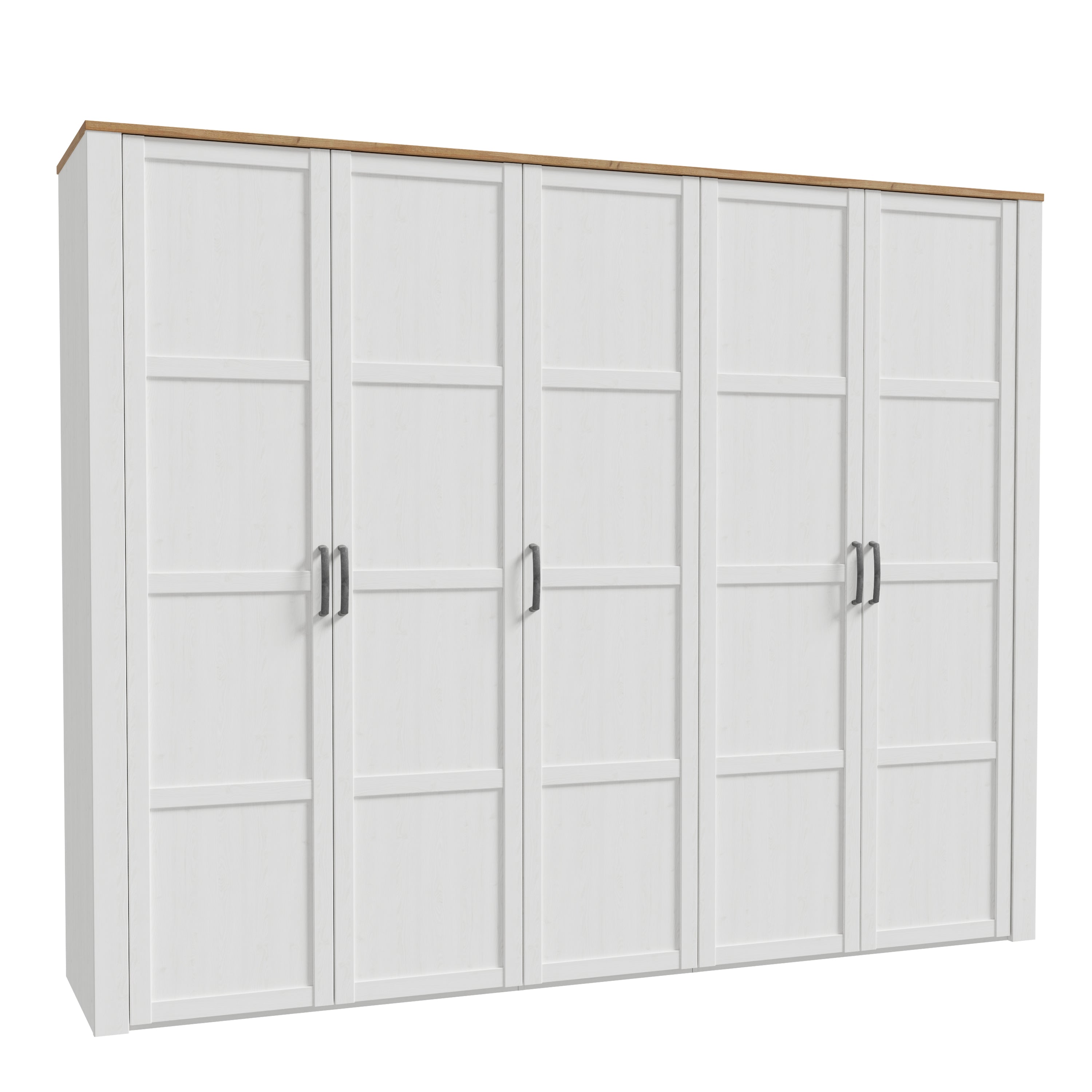 Bohol 5 Door Wardrobe in Riviera Oak/White – FTG