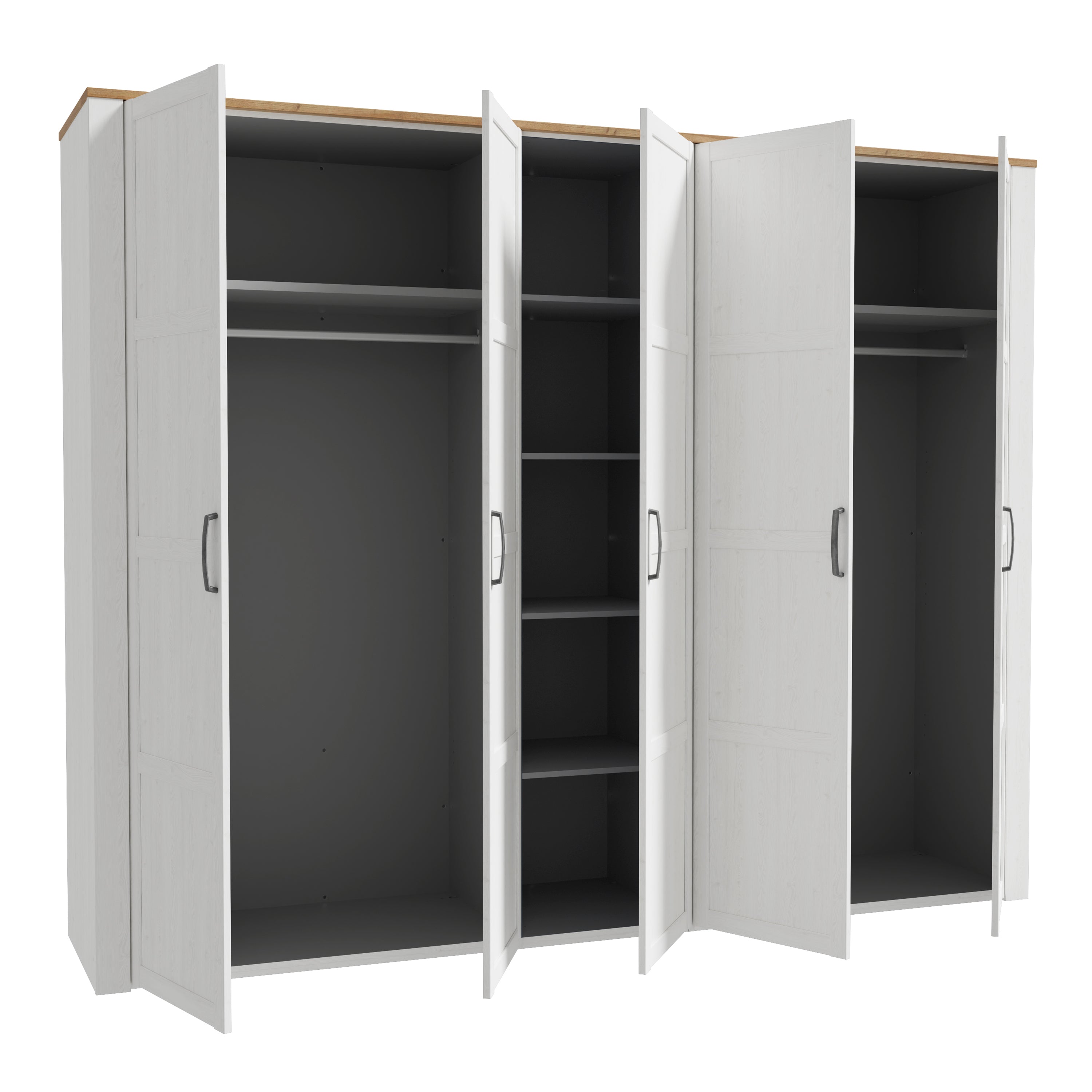 Bohol 5 Door Wardrobe in Riviera Oak/White – FTG, view 3