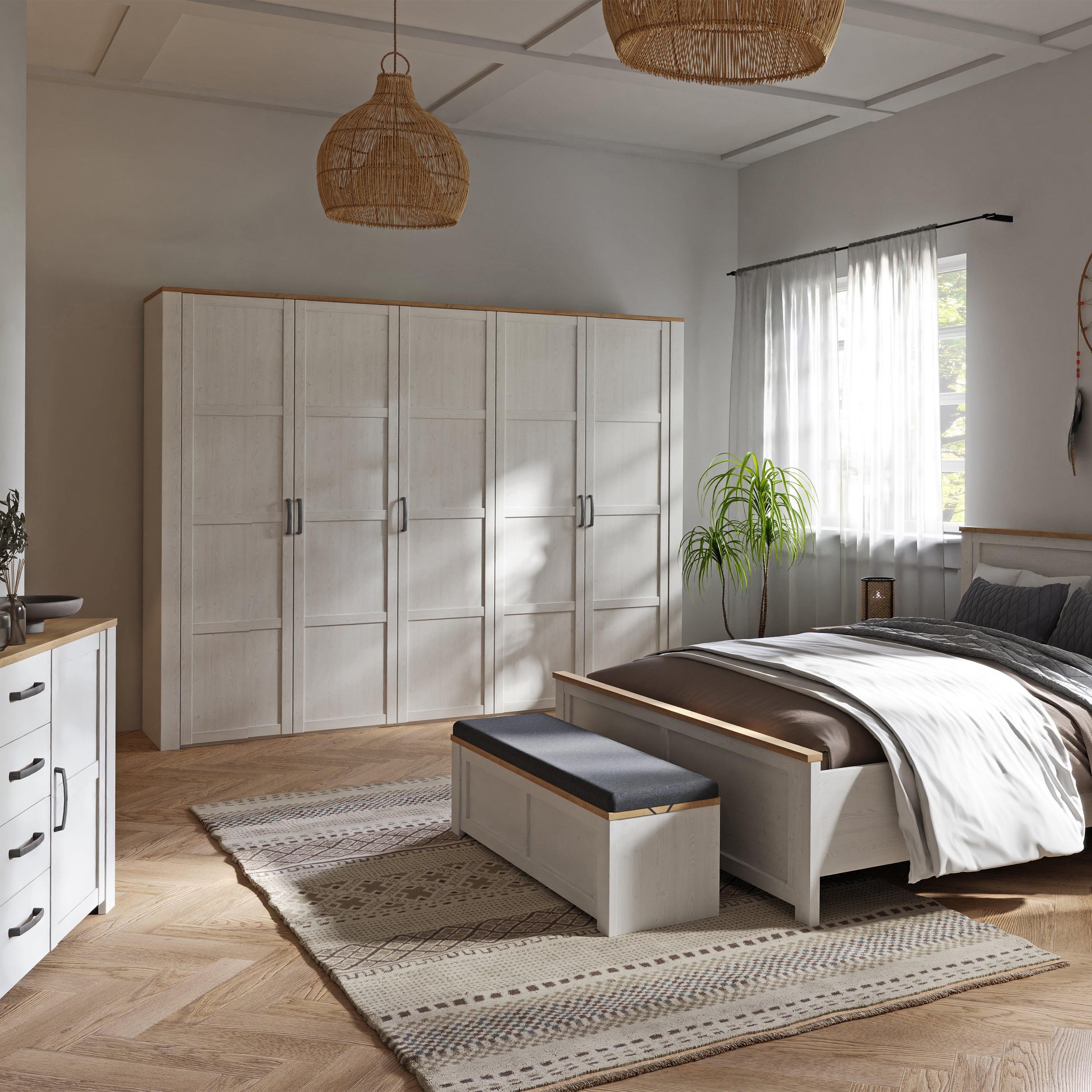 Bohol 5 Door Wardrobe in Riviera Oak/White – FTG, view 5