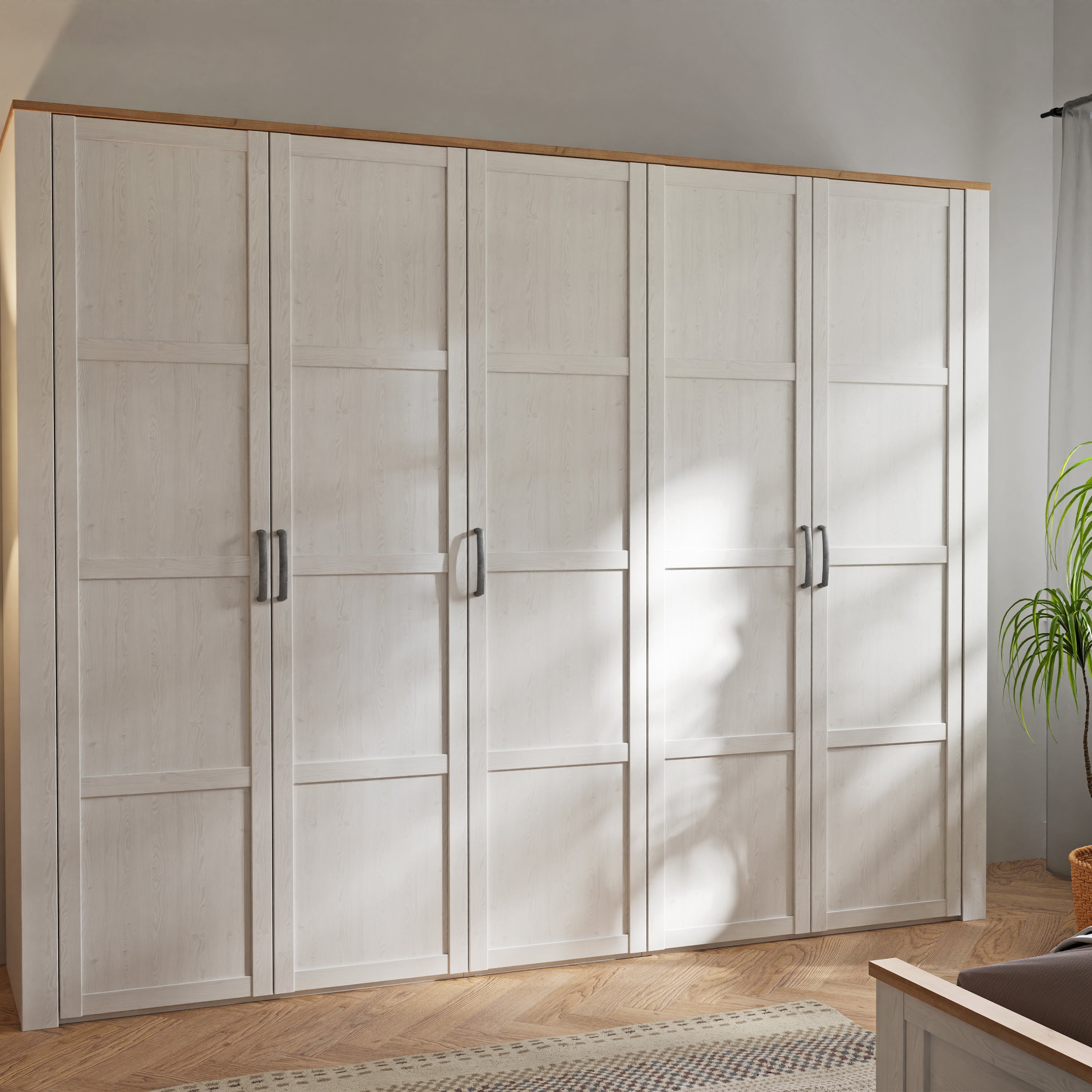 Bohol 5 Door Wardrobe in Riviera Oak/White – FTG, view 6