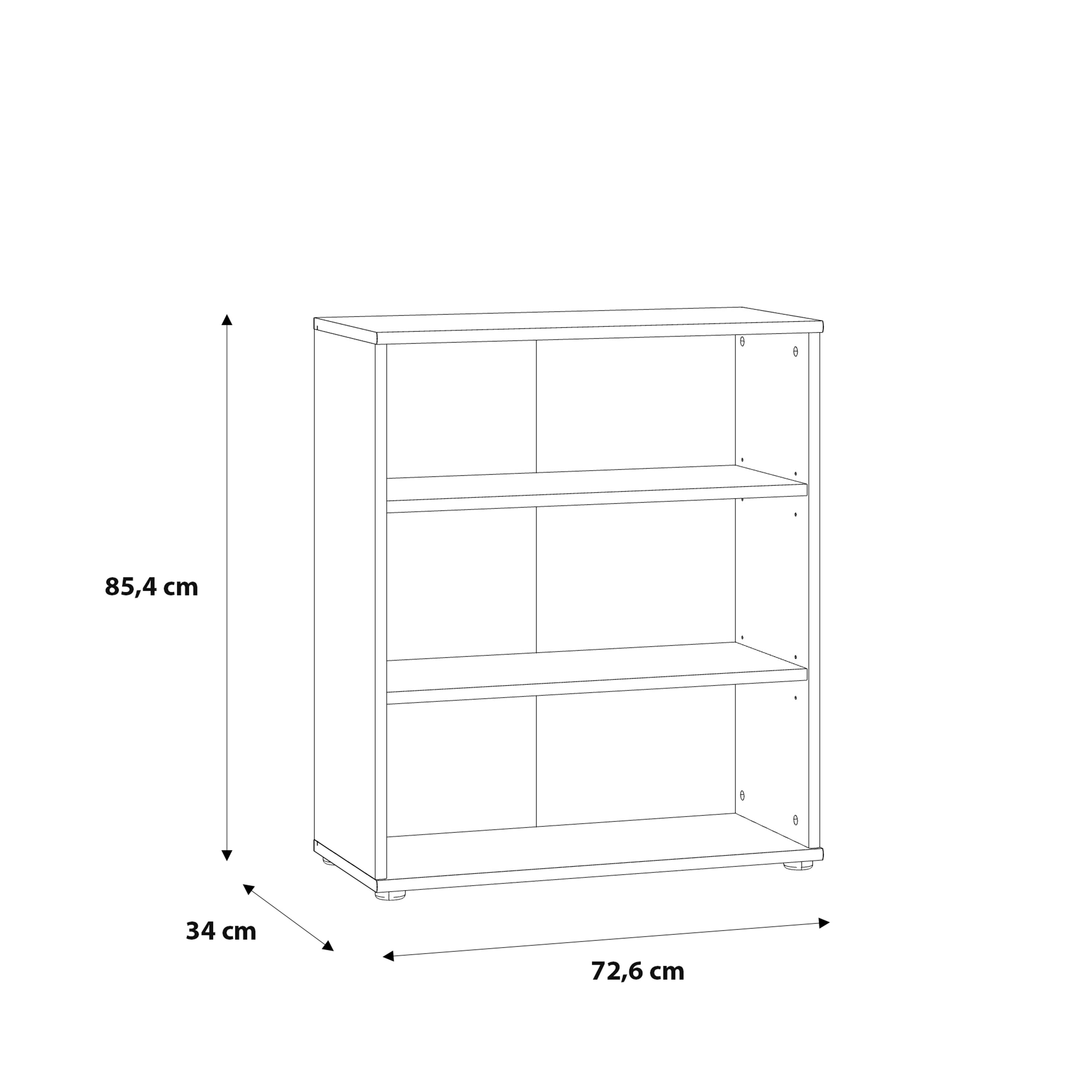 Essential Low Wide 2 Shelf Bookcase in Vintage Oak – FTG, view 6
