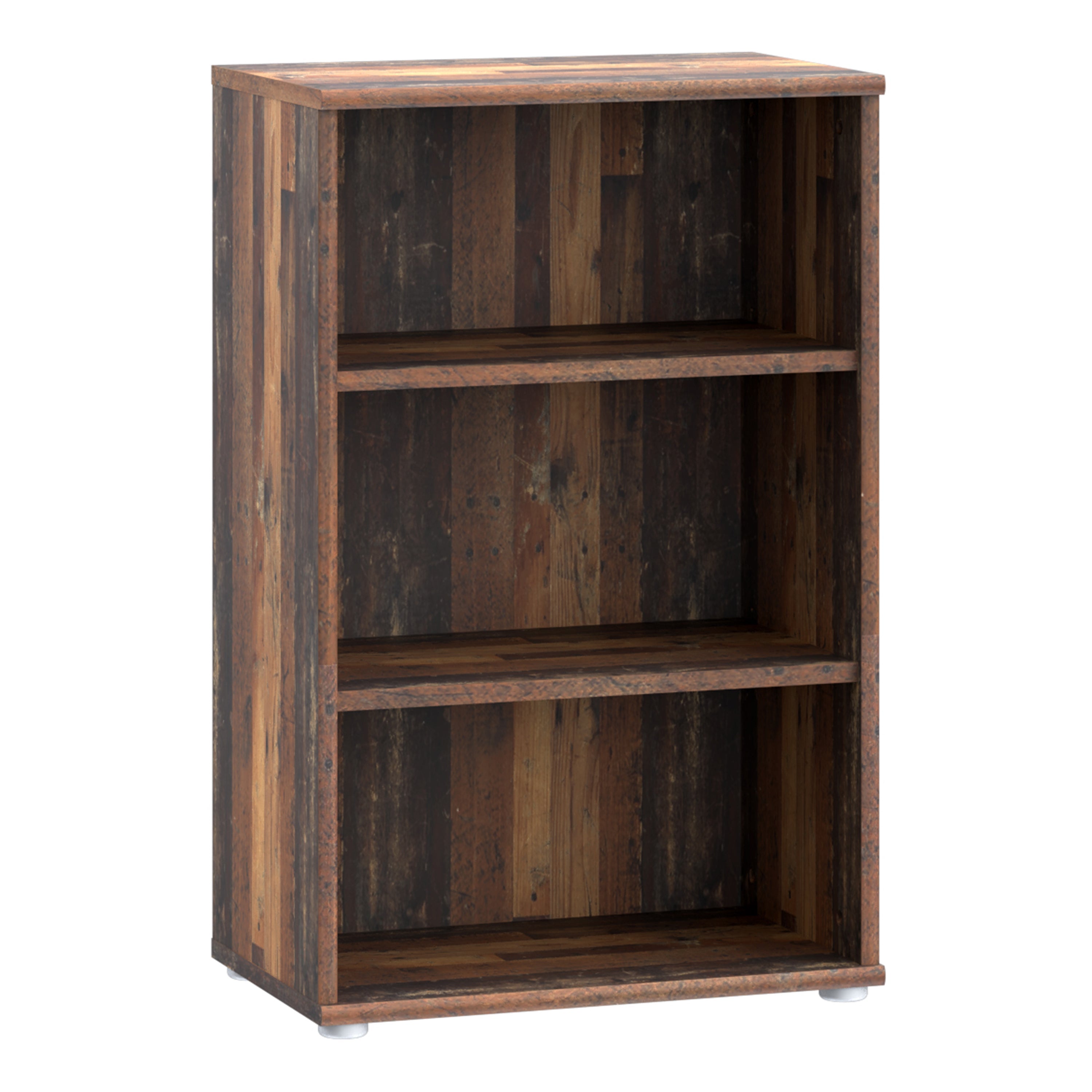 Essential Low Narrow 2 Shelf Bookcase in Vintage Oak – FTG
