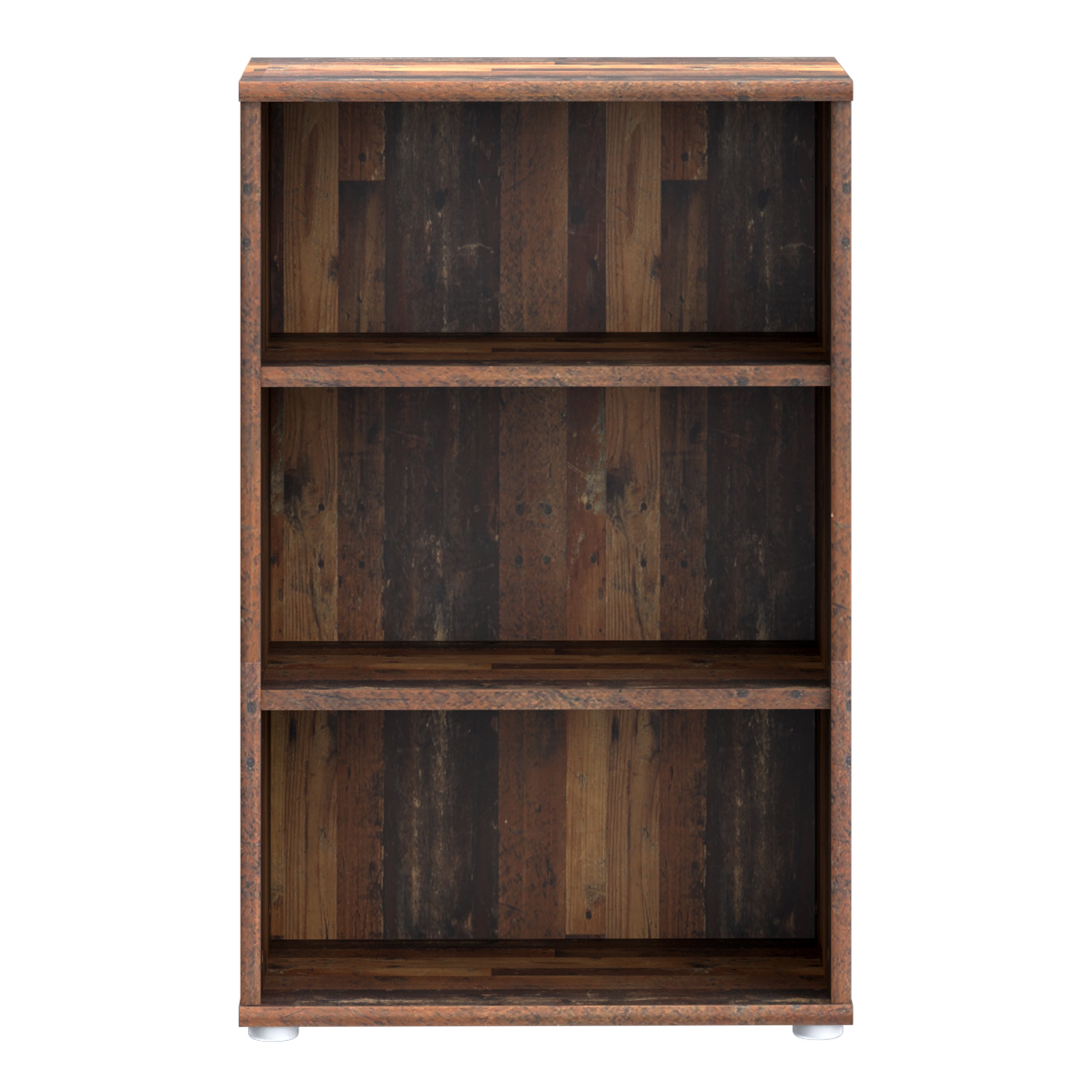 Essential Low Narrow 2 Shelf Bookcase in Vintage Oak – FTG, view 2