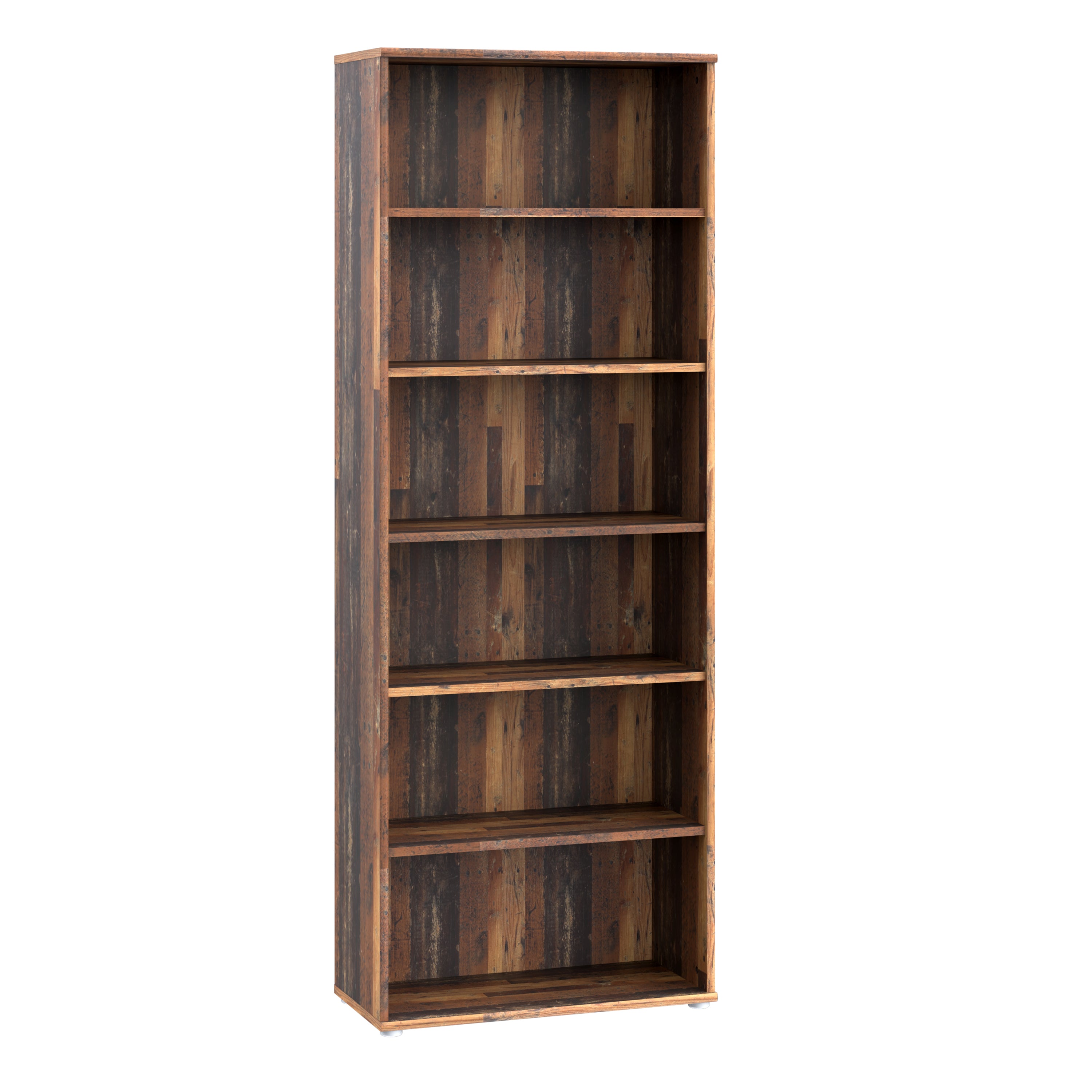 Essential Wide 5 Shelf Bookcase in Vintage Oak – FTG