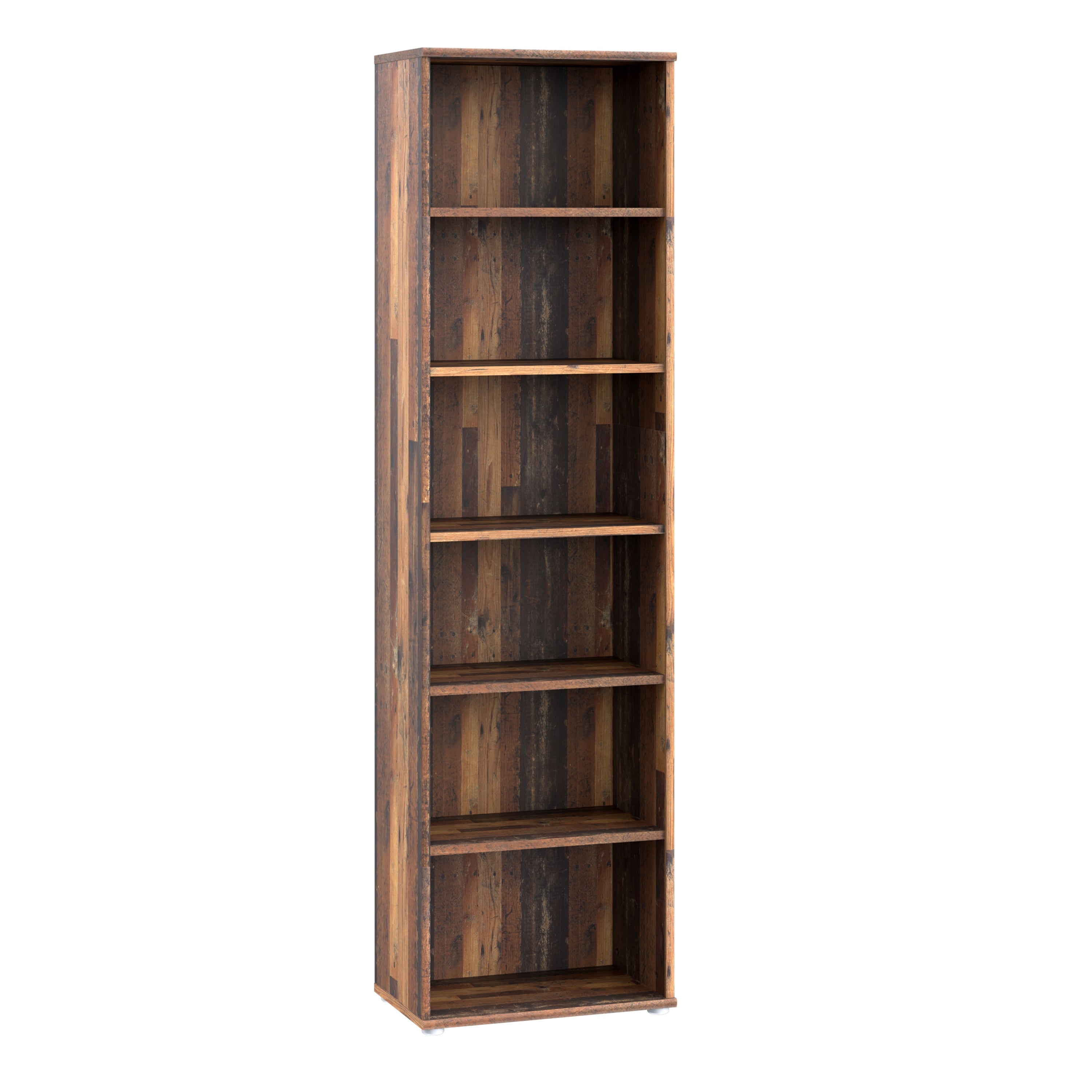 Essential Narrow 5 Shelf Bookcase in Vintage Oak – FTG