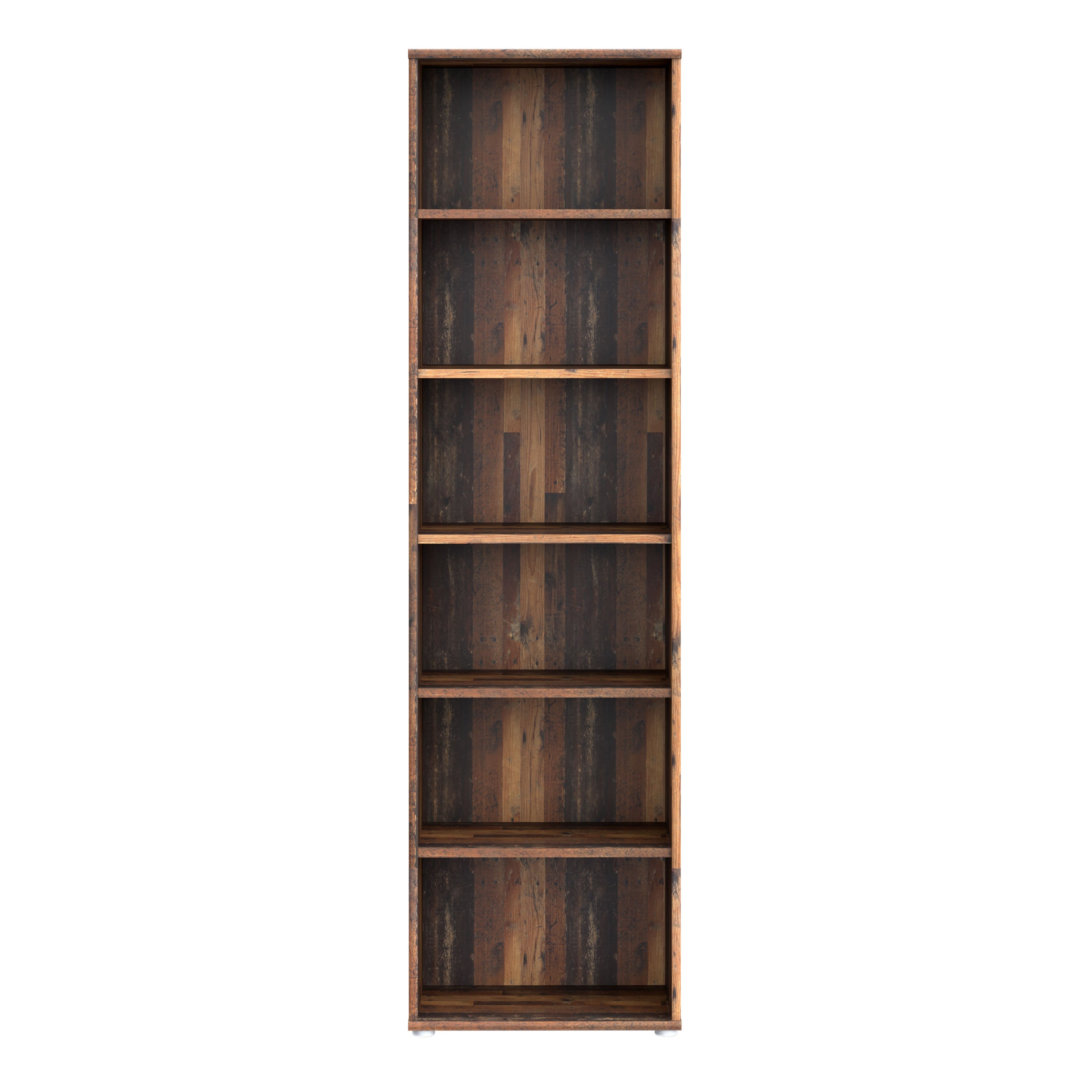 Essential Narrow 5 Shelf Bookcase in Vintage Oak – FTG, view 2