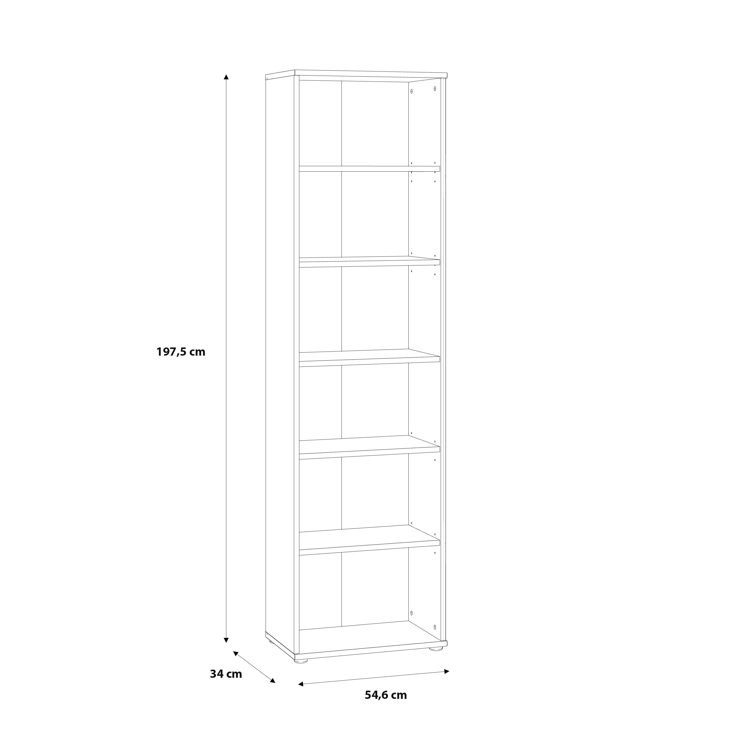 Essential Narrow 5 Shelf Bookcase in Vintage Oak – FTG, view 6