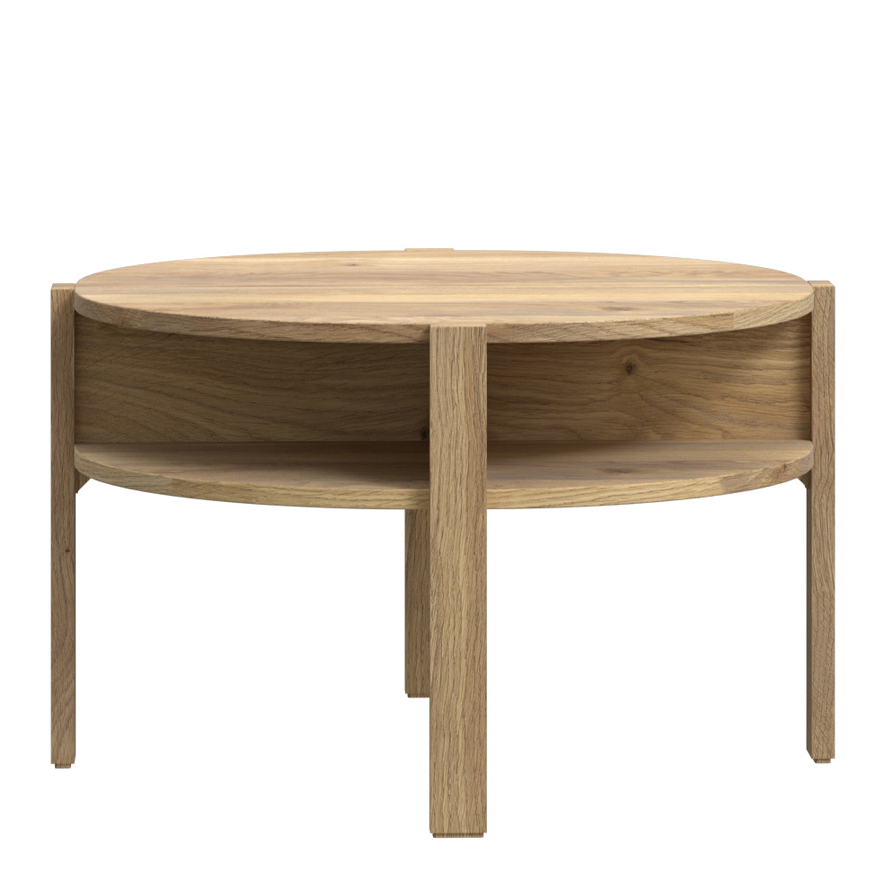 Tobago Round Coffee Table with Open Shelf in Mauvella Oak