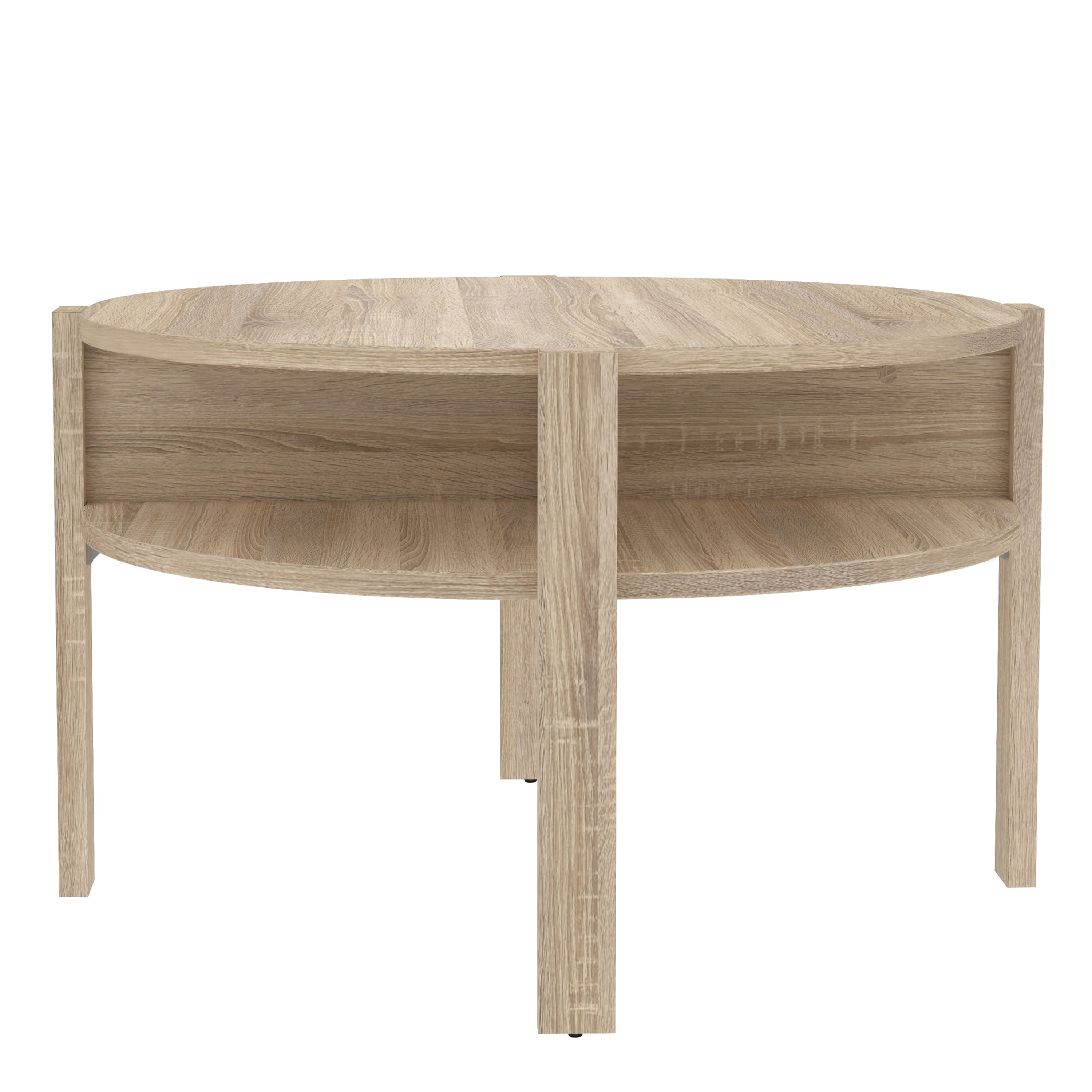 Tobago Round Coffee Table with Open Shelf in Sonoma Oak