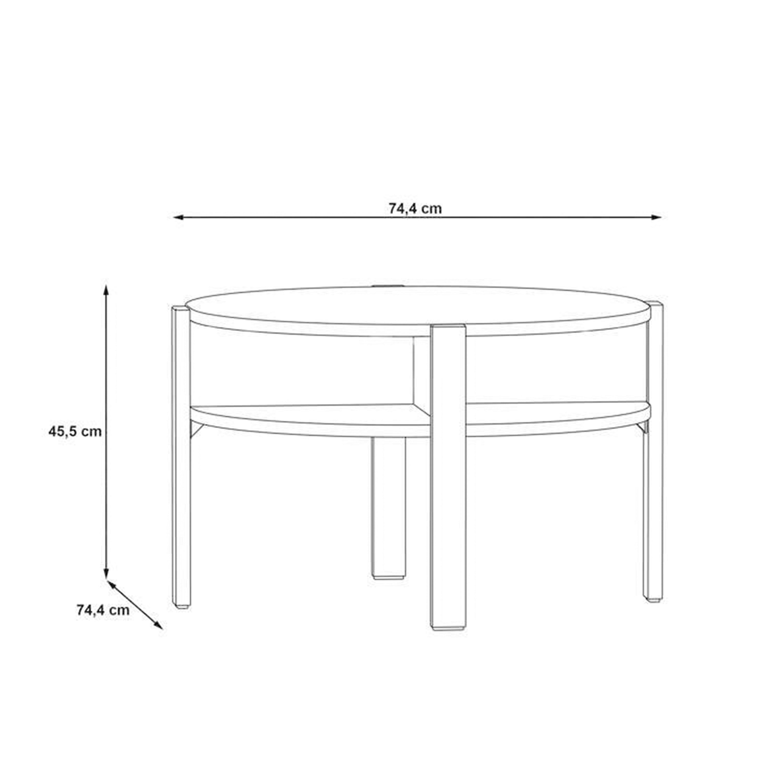 Tobago Round Coffee Table with Open Shelf in Sonoma Oak