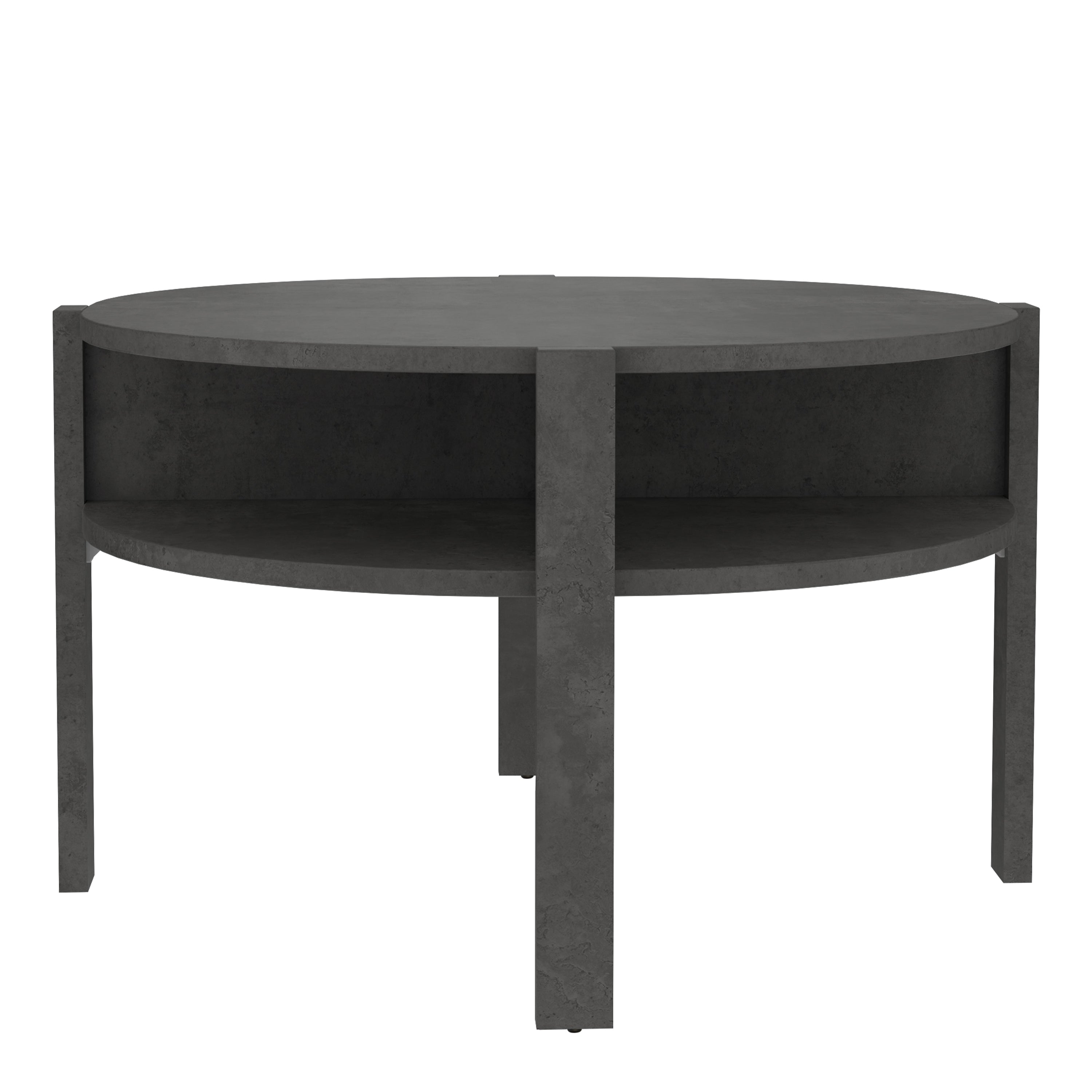 Tobago Round Coffee Table with Open Shelf in Optic Dark Grey