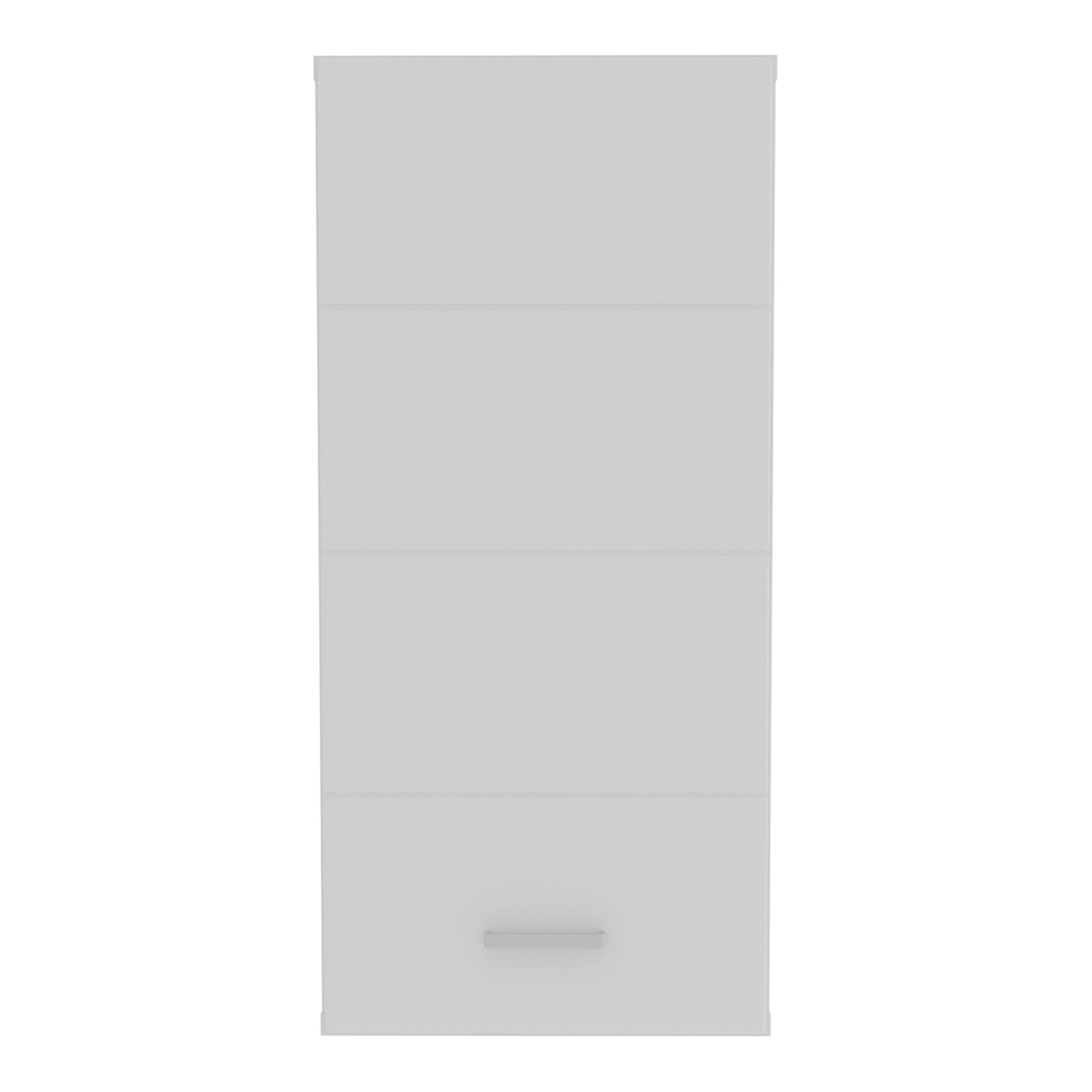 Ice Cave Hanging Storage Cupboard with 1 Door & Silver Handle in White with White Gloss Door