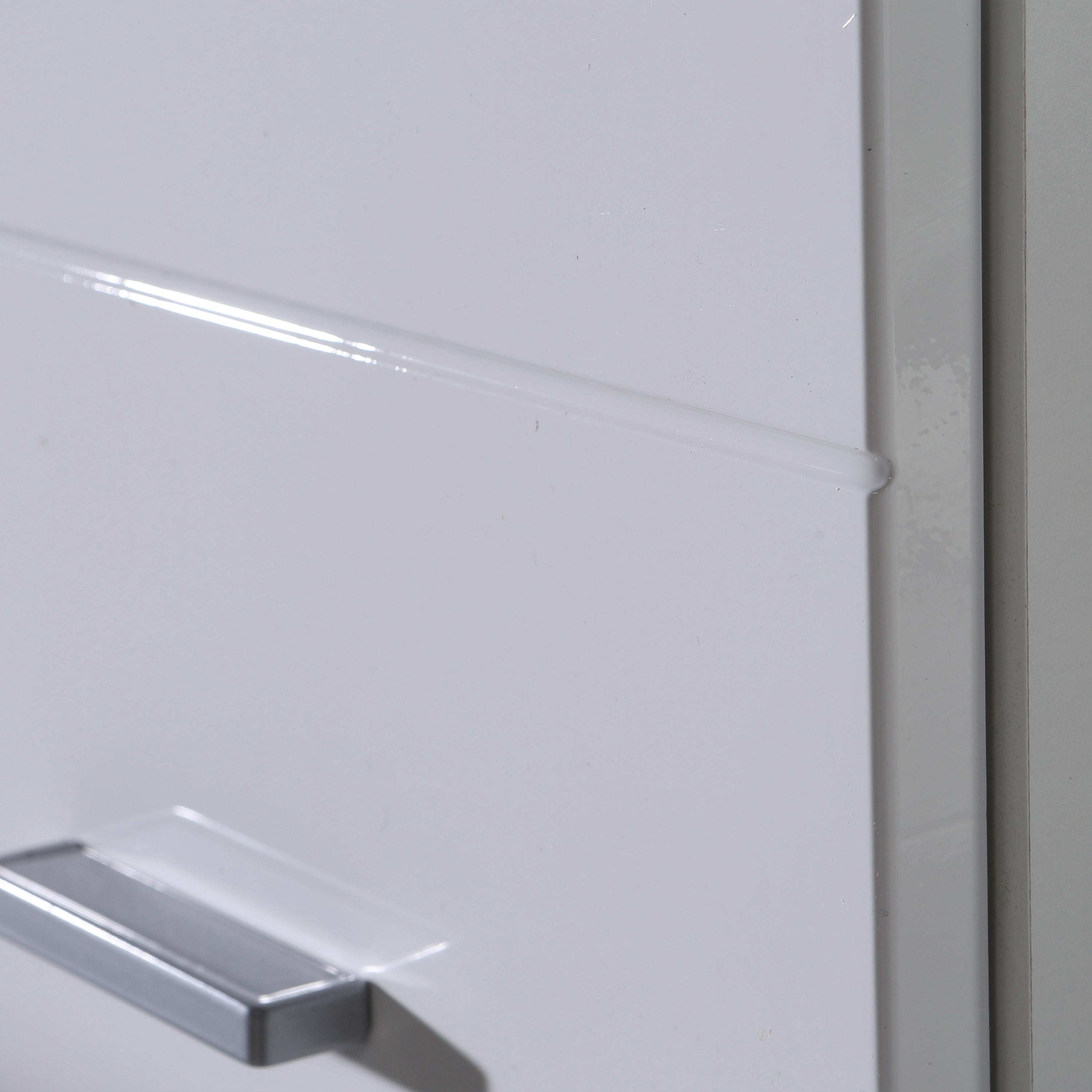 Ice Cave Hanging Storage Cupboard with 1 Door & Silver Handle in White with White Gloss Door