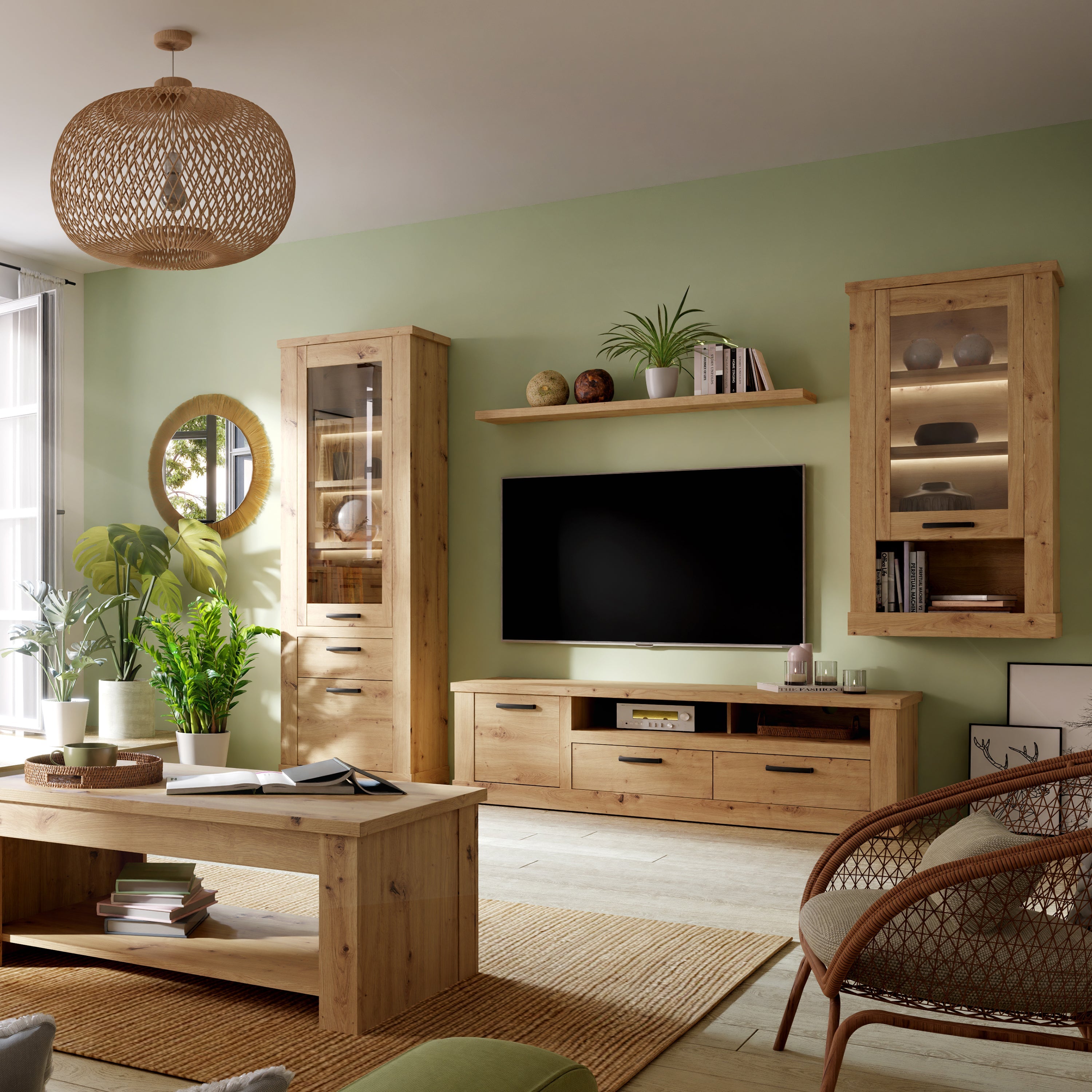 Corona 140cm Wall Shelf in Artisan Oak – FTG, view 3