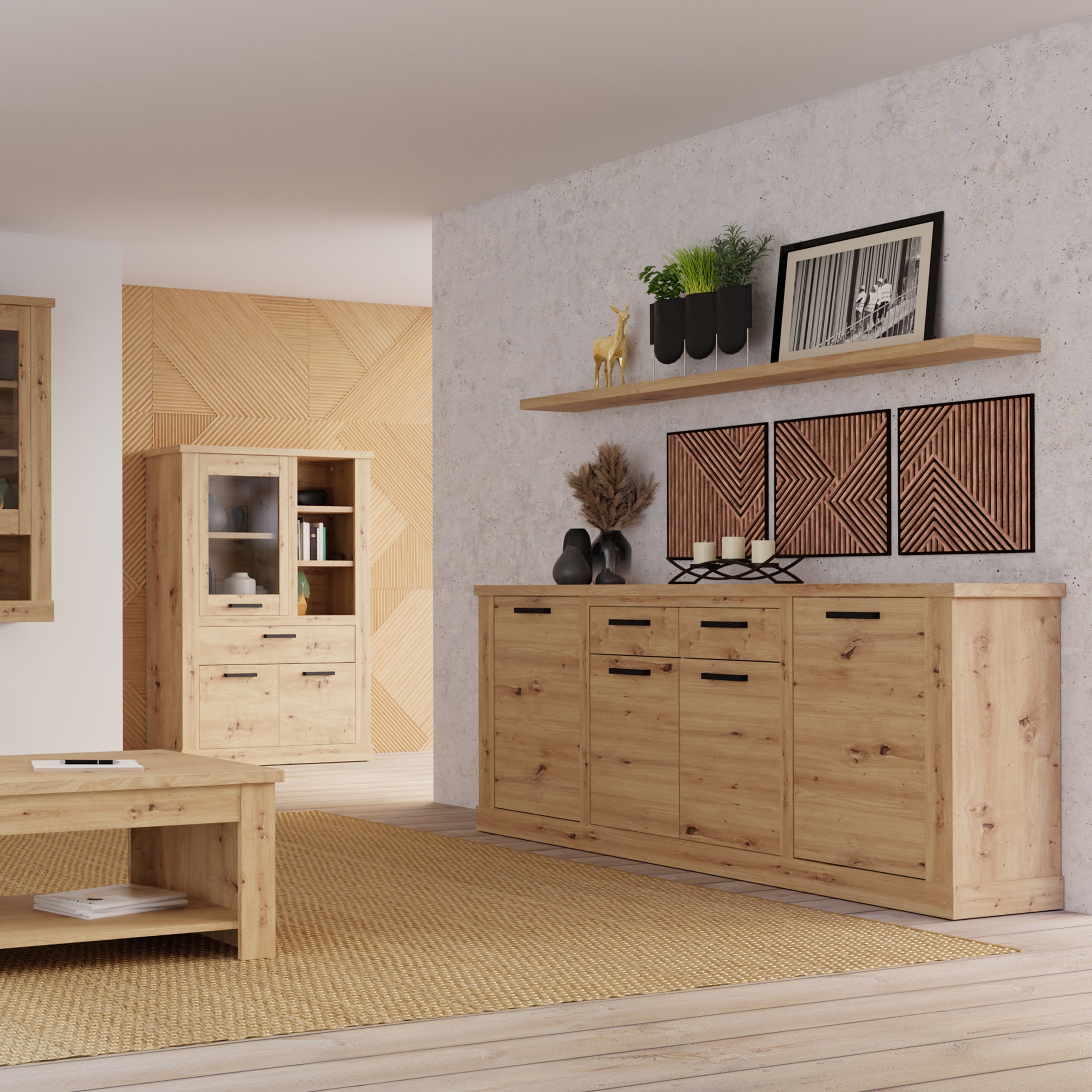 Corona 4 Door 2 Drawer Sideboard in Artisan Oak – FTG, view 6