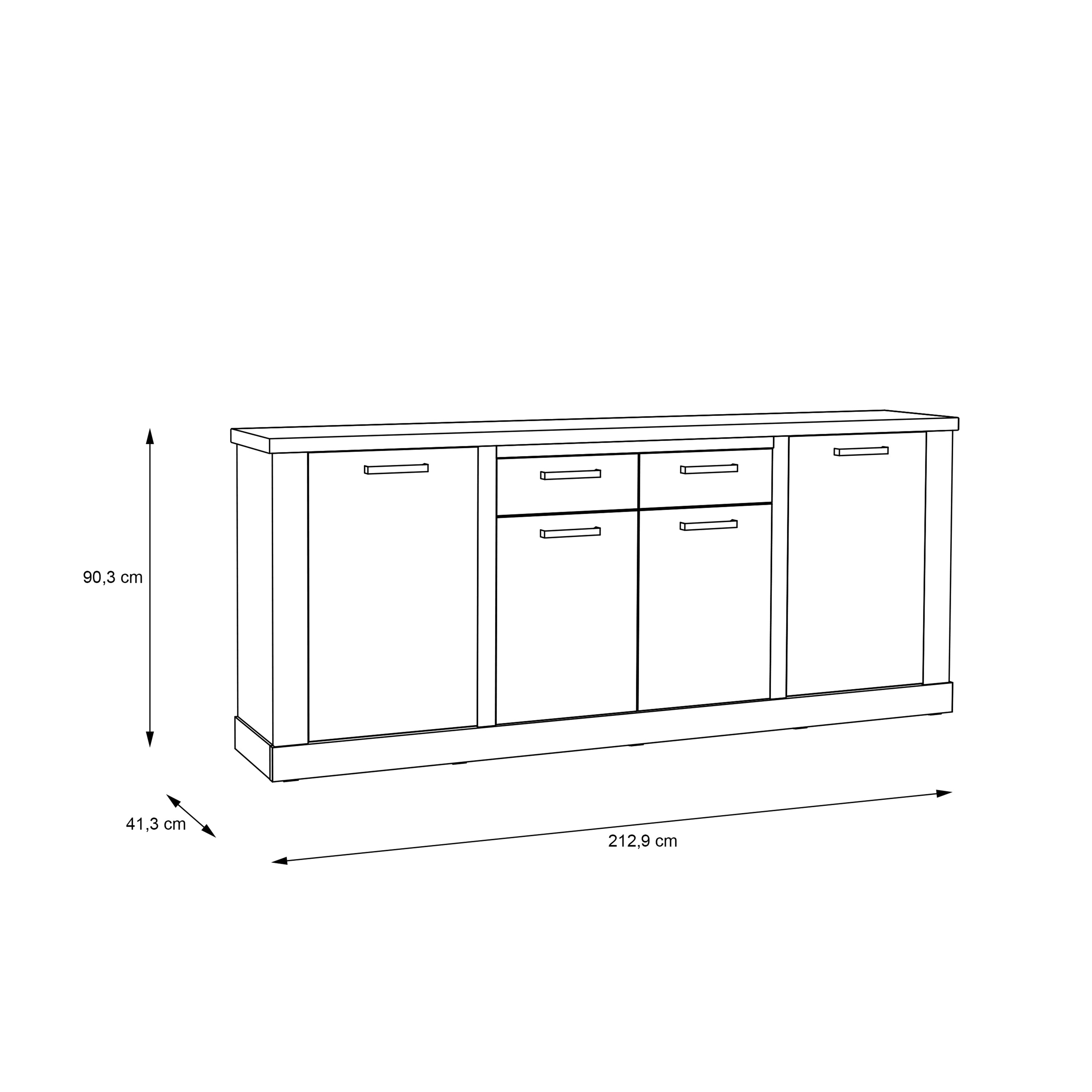 Corona 4 Door 2 Drawer Sideboard in Artisan Oak – FTG, view 8