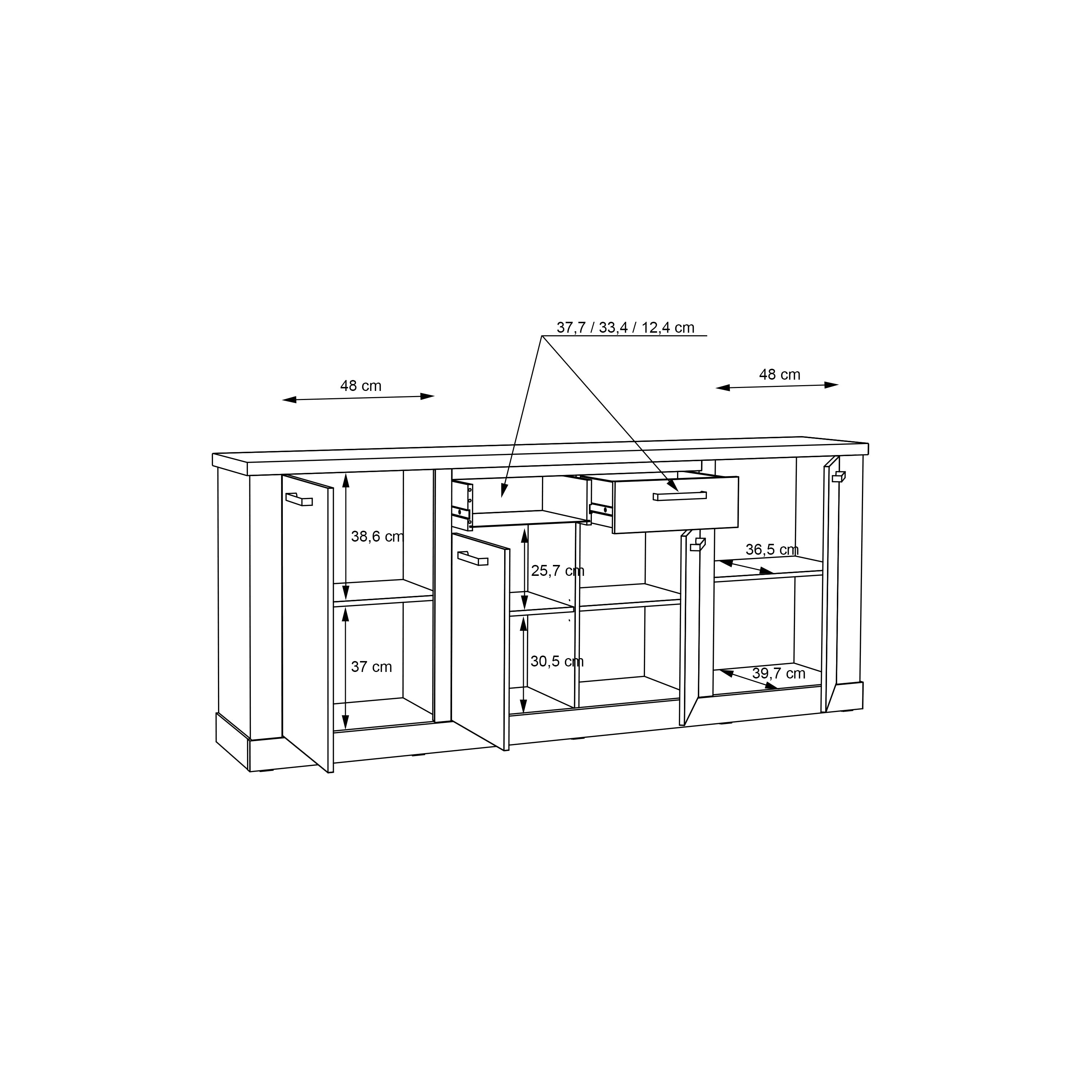 Corona 4 Door 2 Drawer Sideboard in Artisan Oak – FTG, view 9