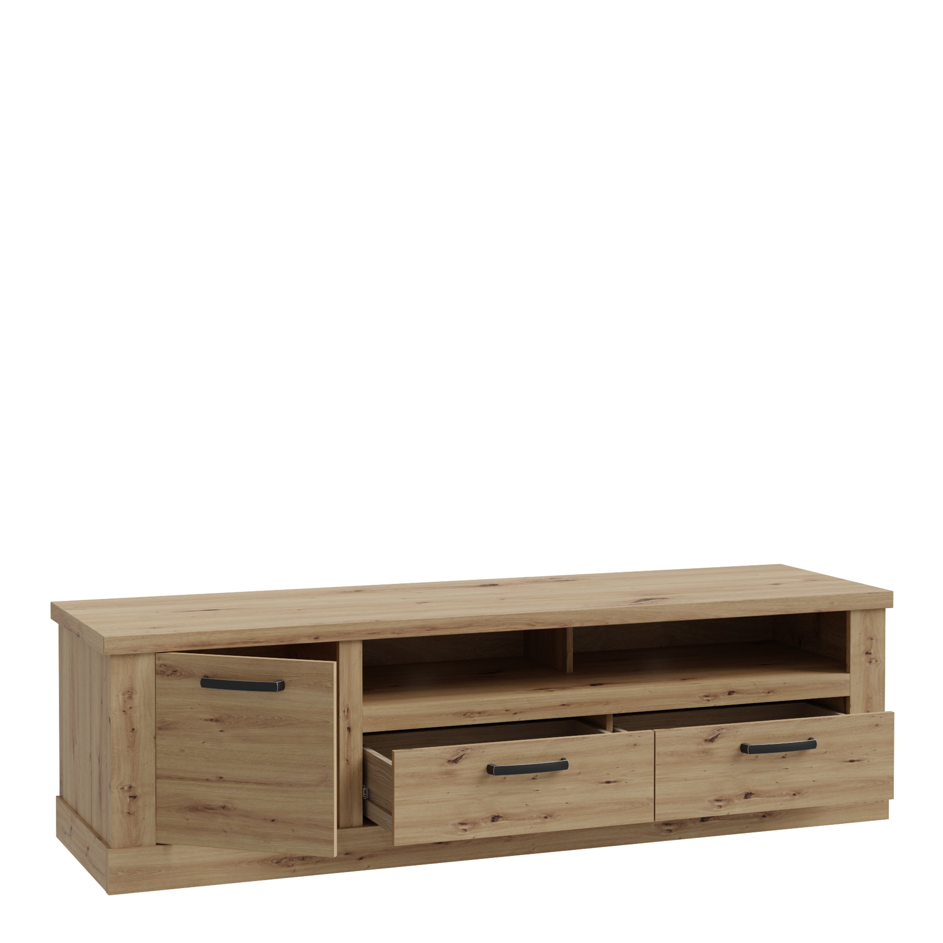 Corona 2 Drawer 1 Door Coffee TV Unit in Artisan Oak – FTG, view 3
