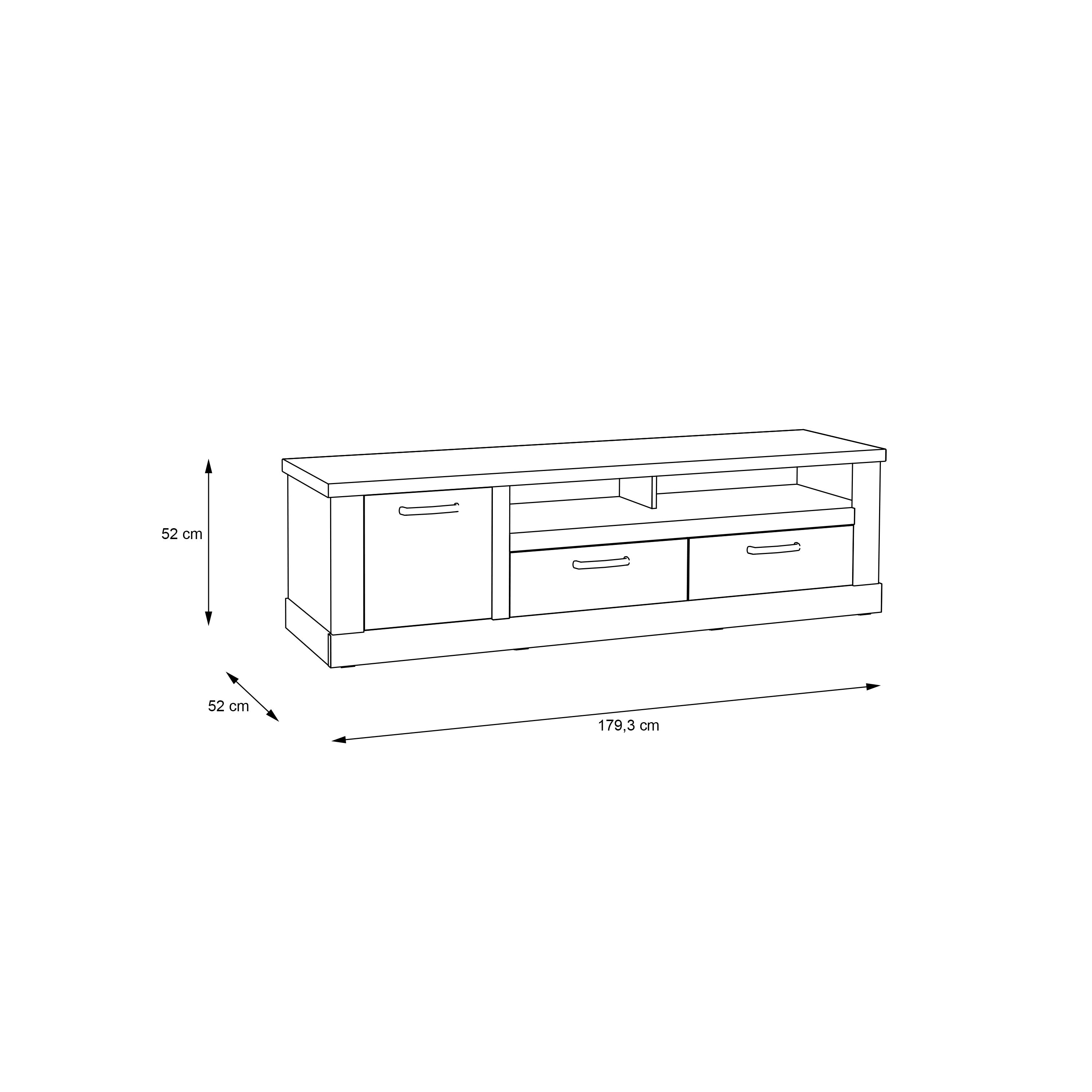 Corona 2 Drawer 1 Door Coffee TV Unit in Artisan Oak – FTG, view 8