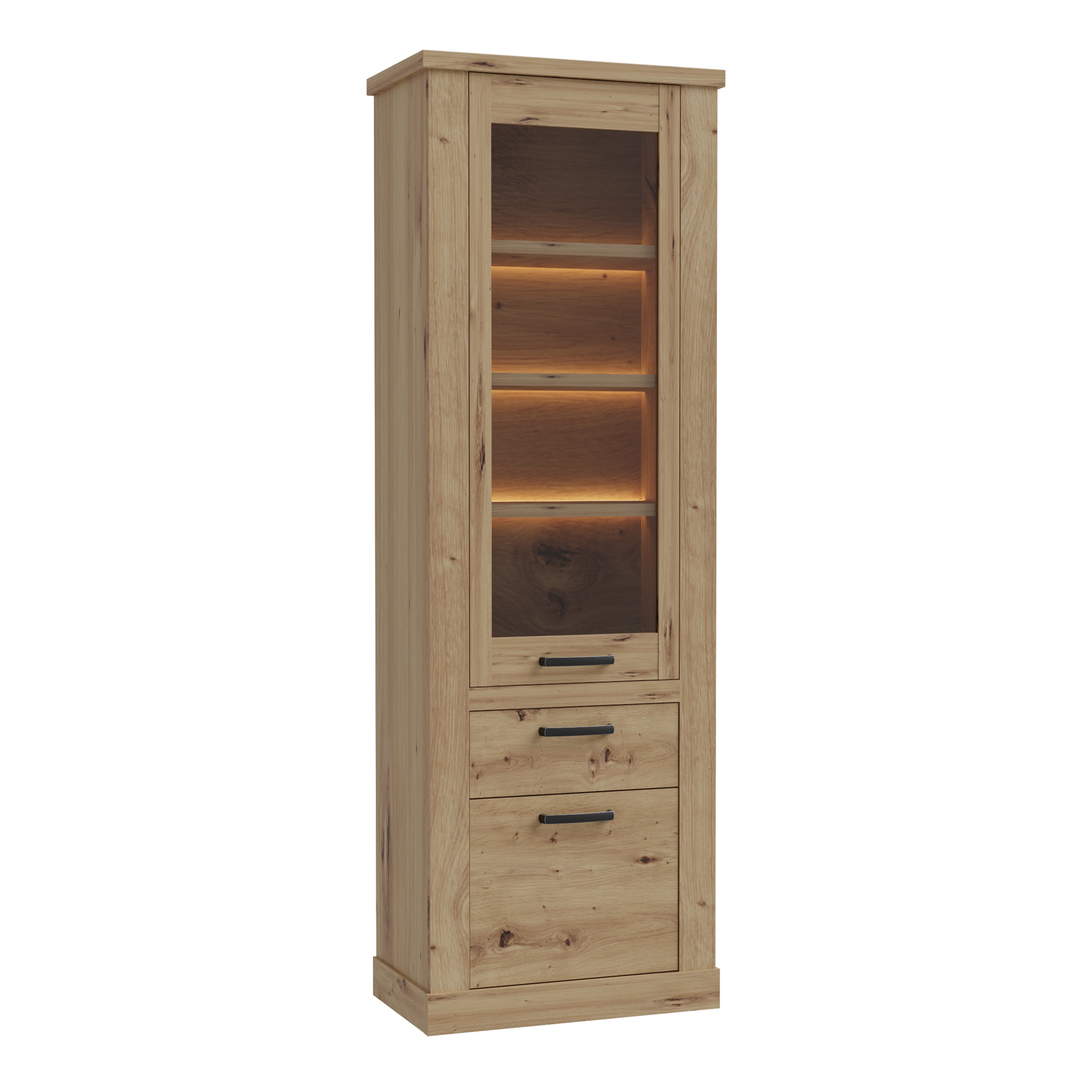 Corona Narrow Display Cabinet in Artisan Oak – FTG