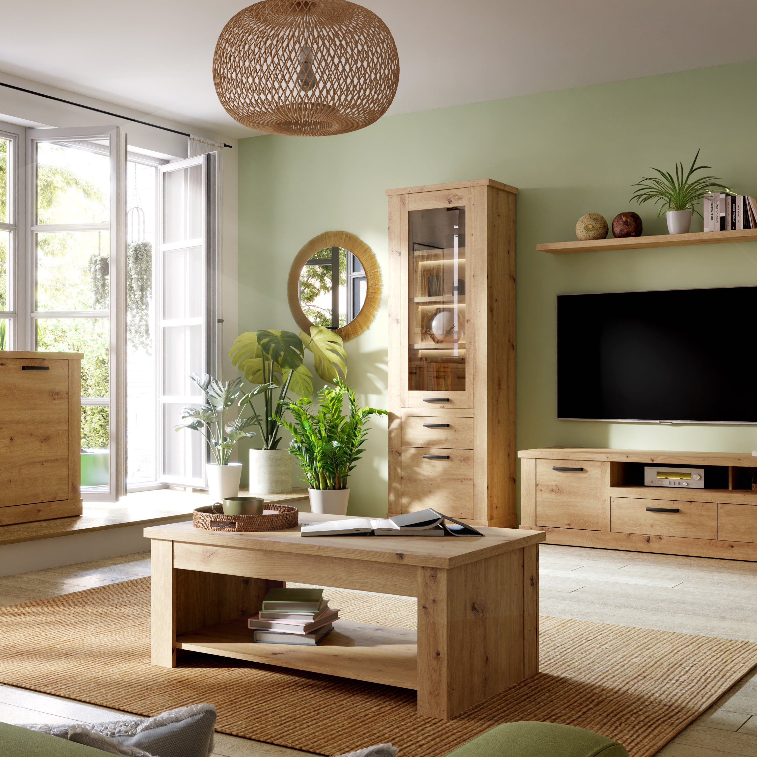 Corona Narrow Display Cabinet in Artisan Oak – FTG, view 5