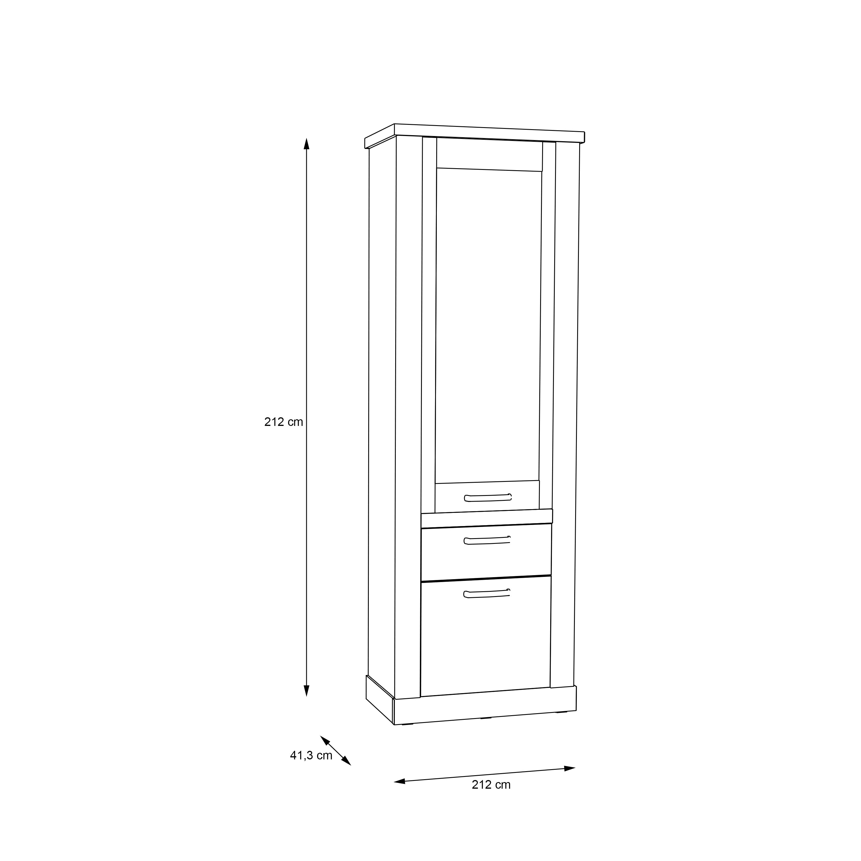 Corona Narrow Display Cabinet in Artisan Oak – FTG, view 8