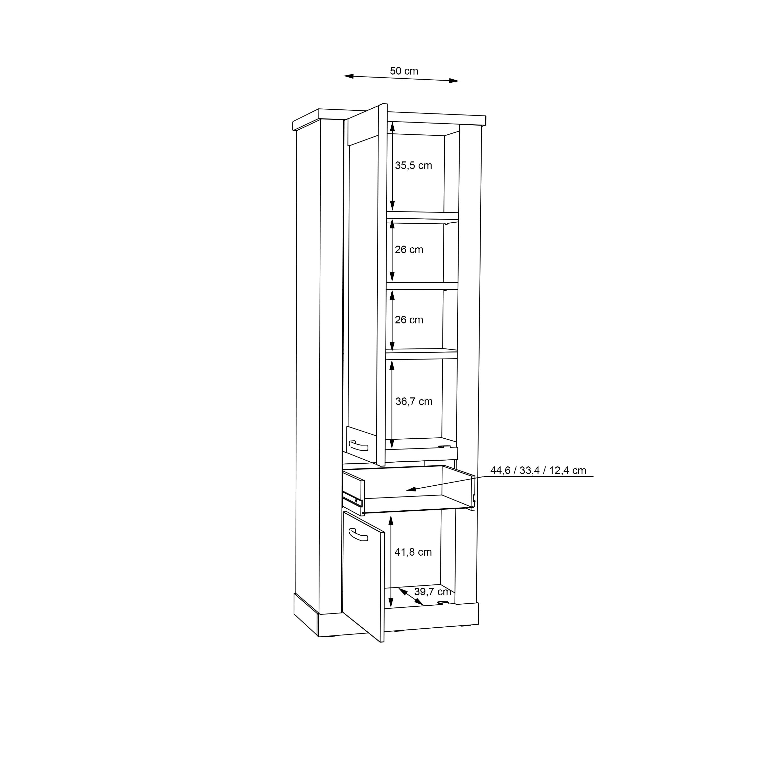 Corona Narrow Display Cabinet in Artisan Oak – FTG, view 9
