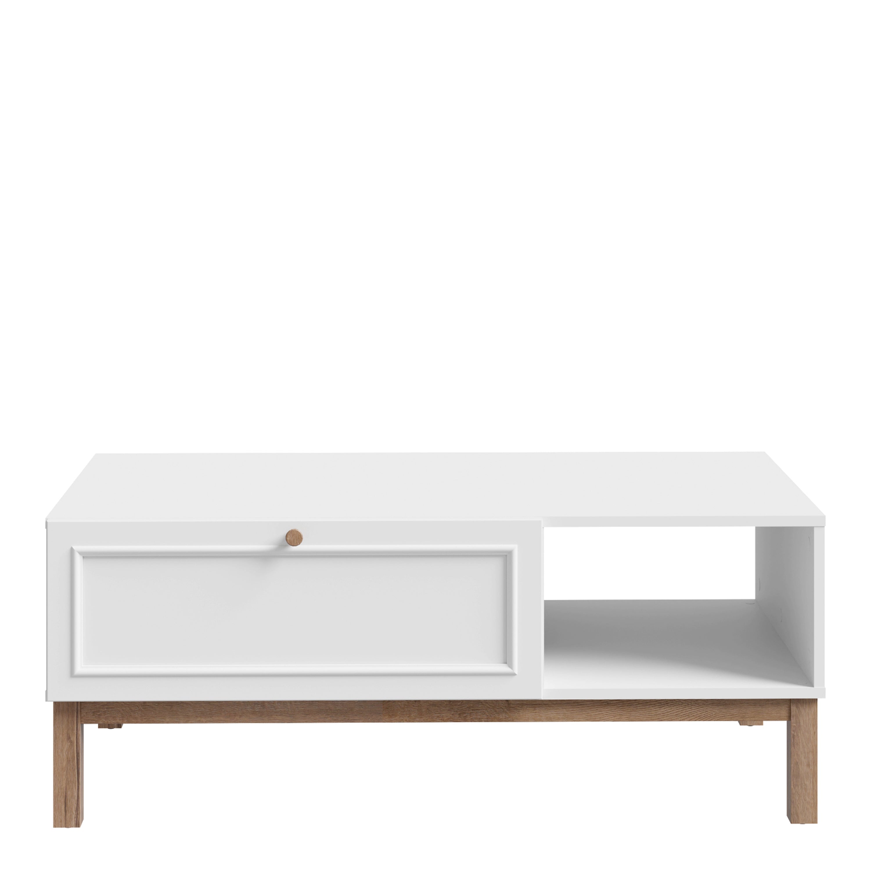 Wensley 1 Drawer Coffee Table in Light Grey and Oak – FTG, view 2