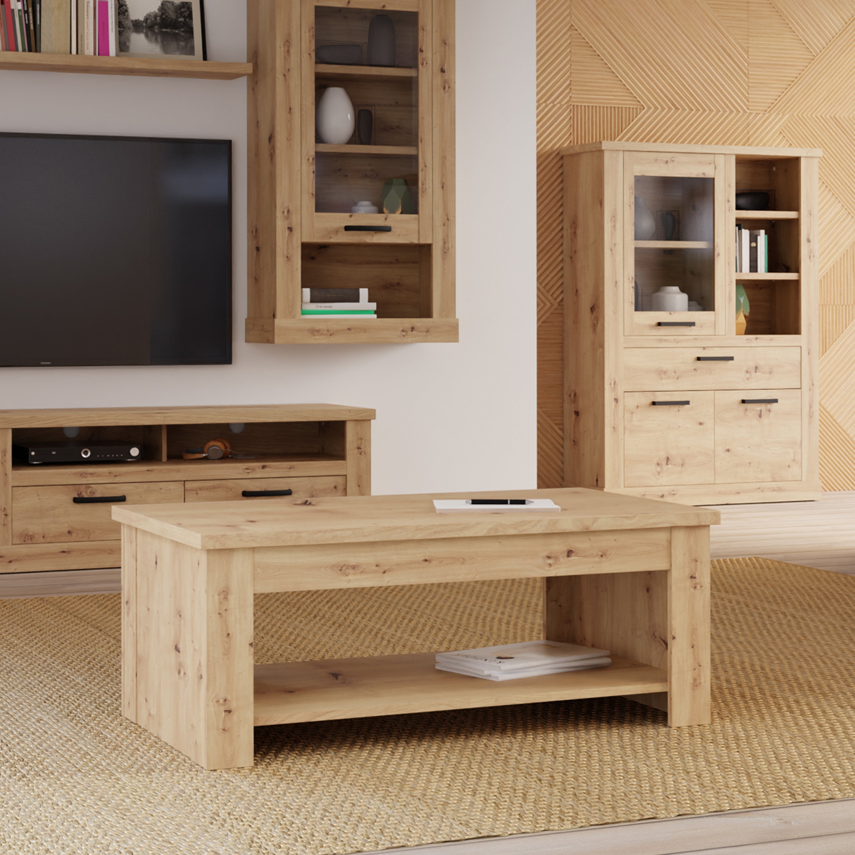 Corona Rising Coffee Table in Artisan Oak – FTG, view 6