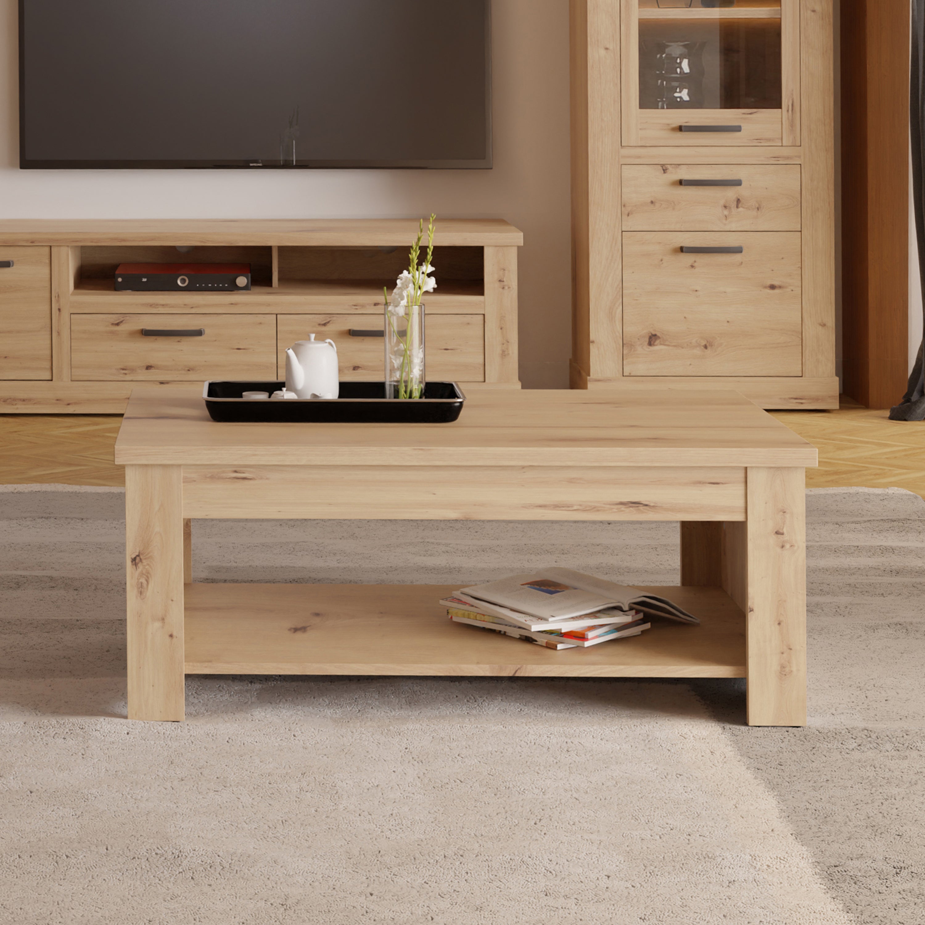 Corona Rising Coffee Table in Artisan Oak – FTG, view 7