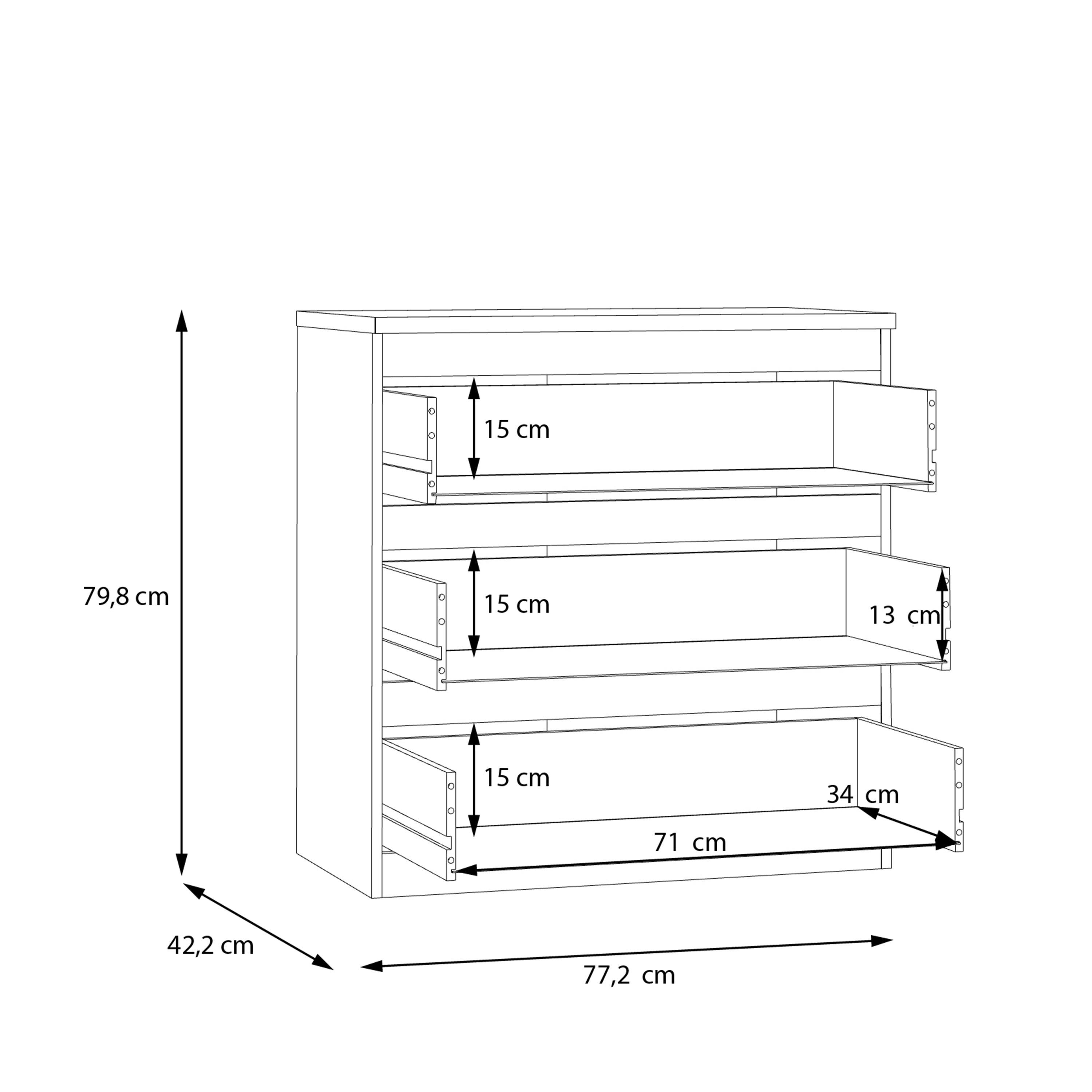 Edmore 3 Drawer Chest in White