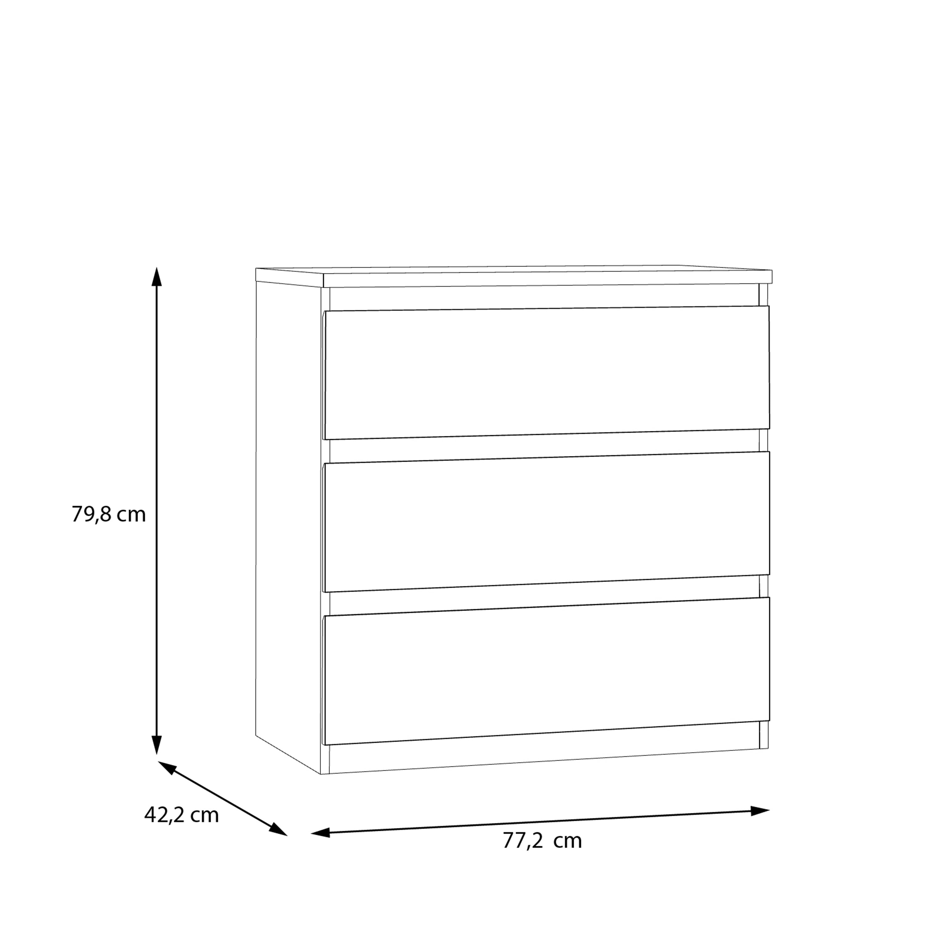Edmore 3 Drawer Chest in White