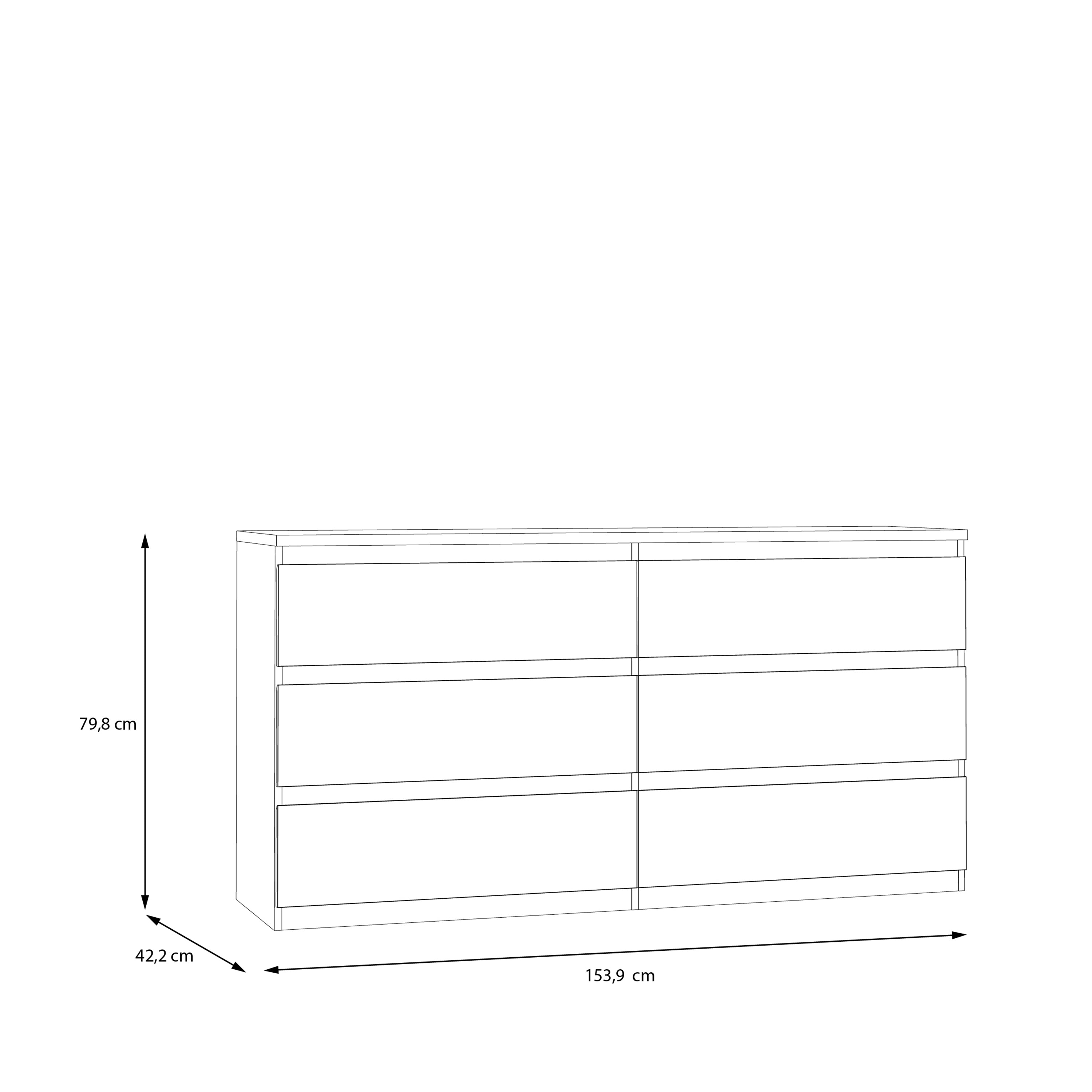 Edmore 6 Drawer Wide Chest in White