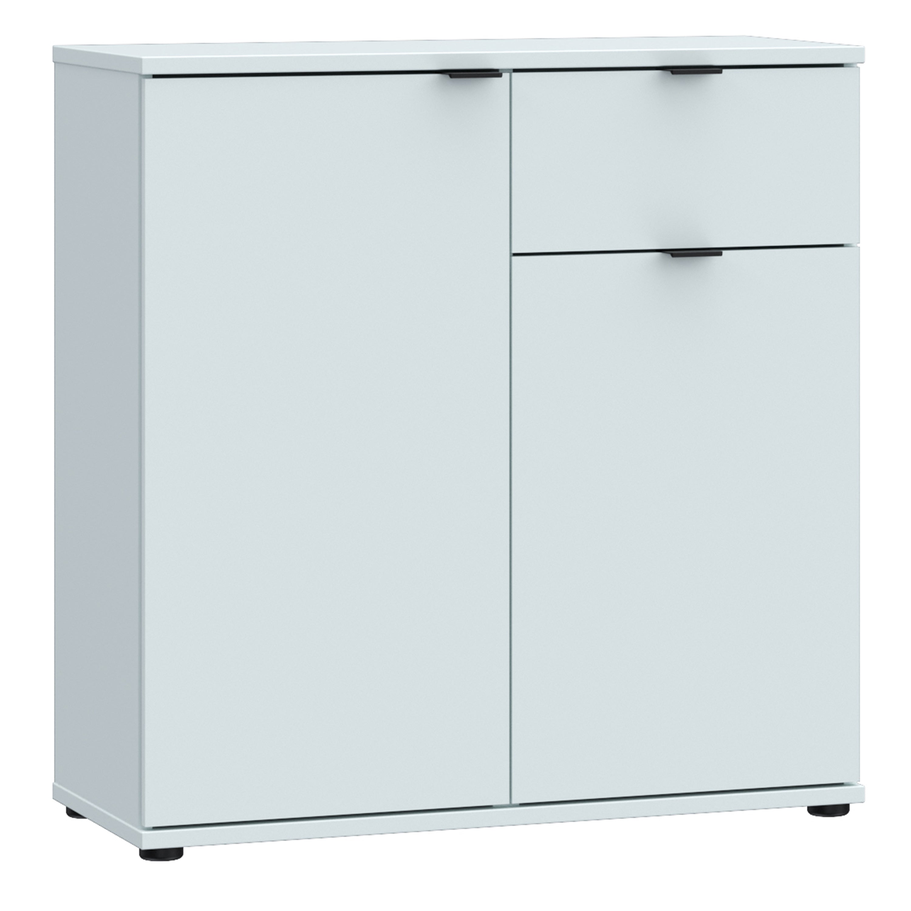 Ganymede 2 Door Cupboard with Drawer and Top Lip Detail in Light Grey