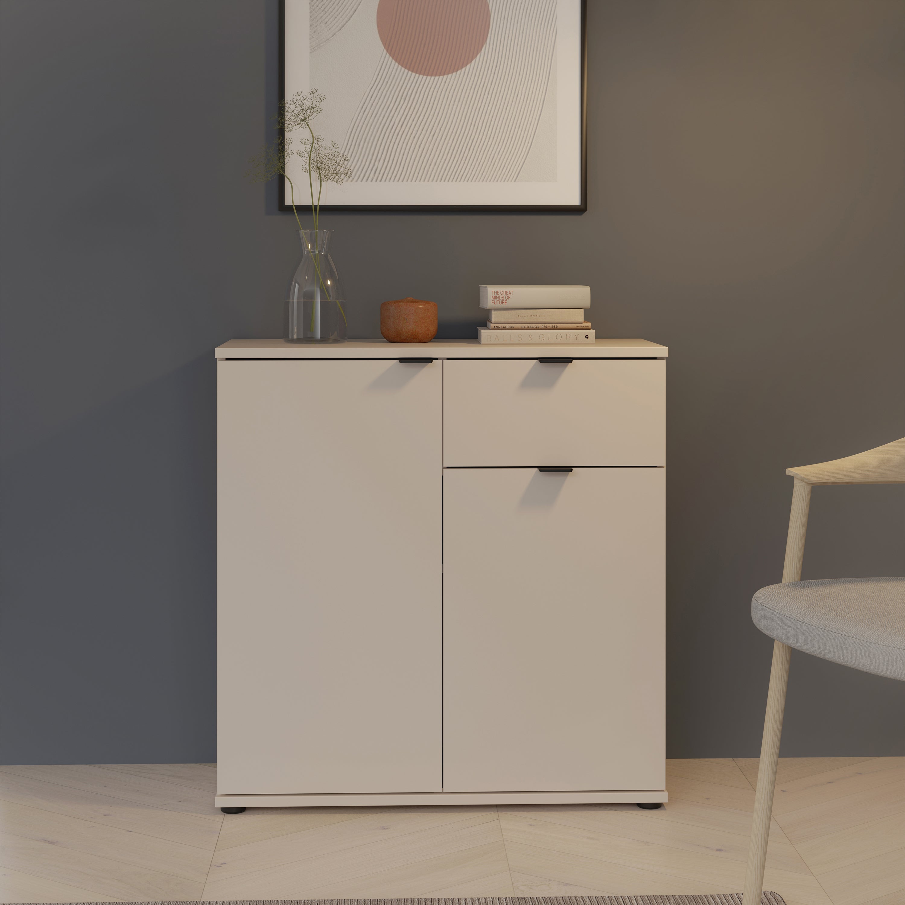 Ganymede 2 Door Cupboard with Drawer in Sand