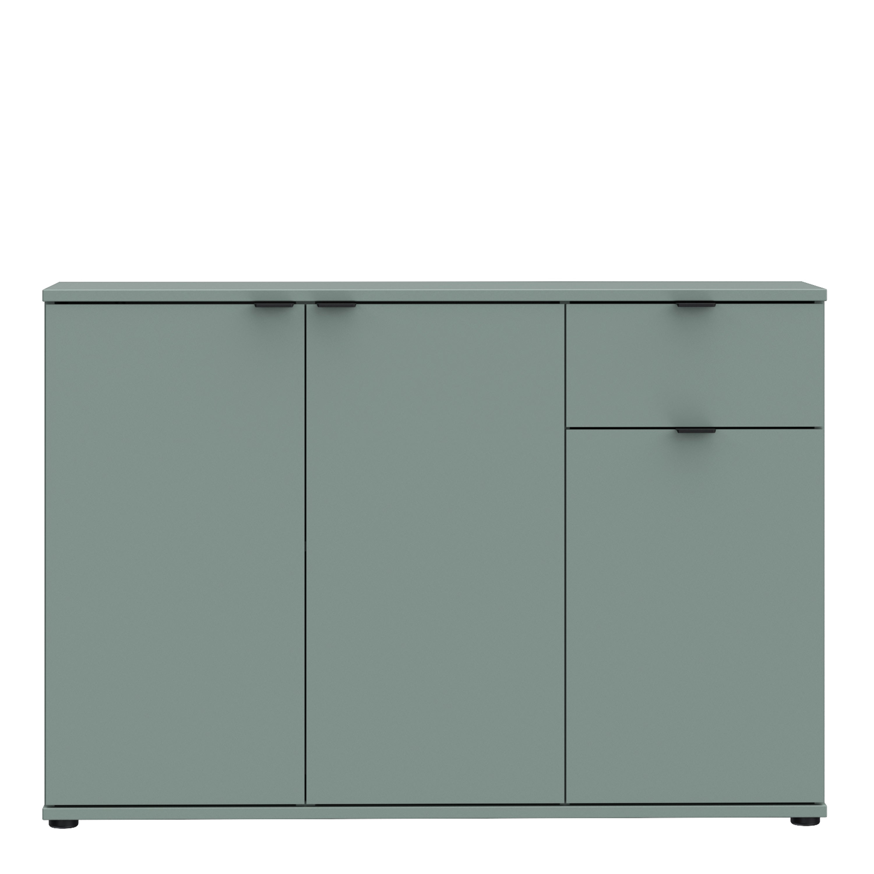 Ganymede Wide 3 Door Cupboard with Drawer in Sage Green