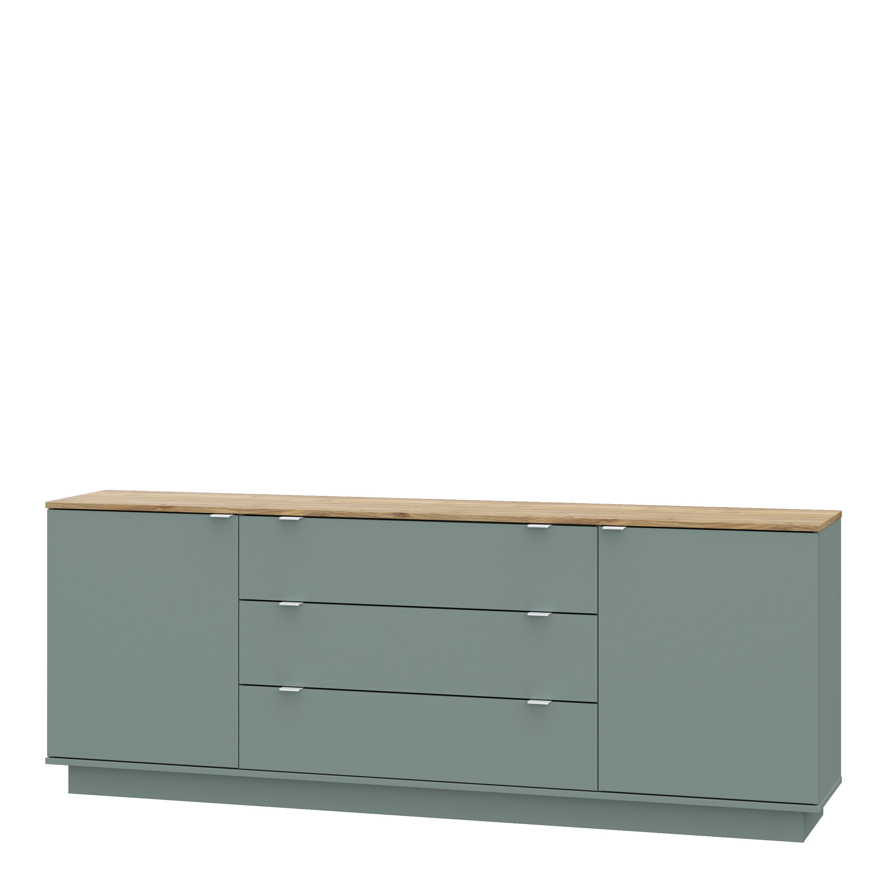 Ganymede Large Sideboard with 3 Drawers & 2 Doors in Mauvella Oak and Sage