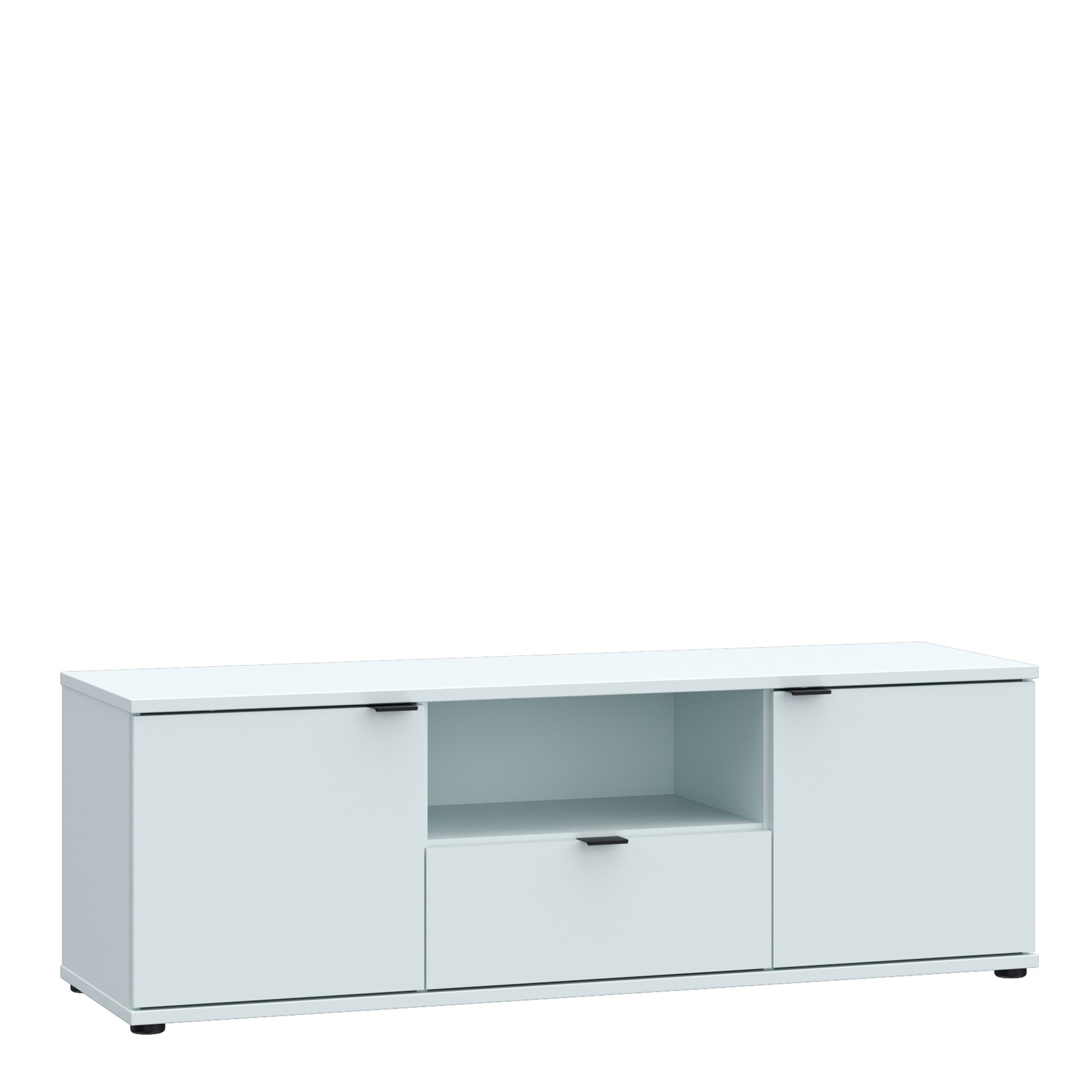 Ganymede Wide TV Unit with Open Shelf, Drawer & 2 Doors in Light Grey