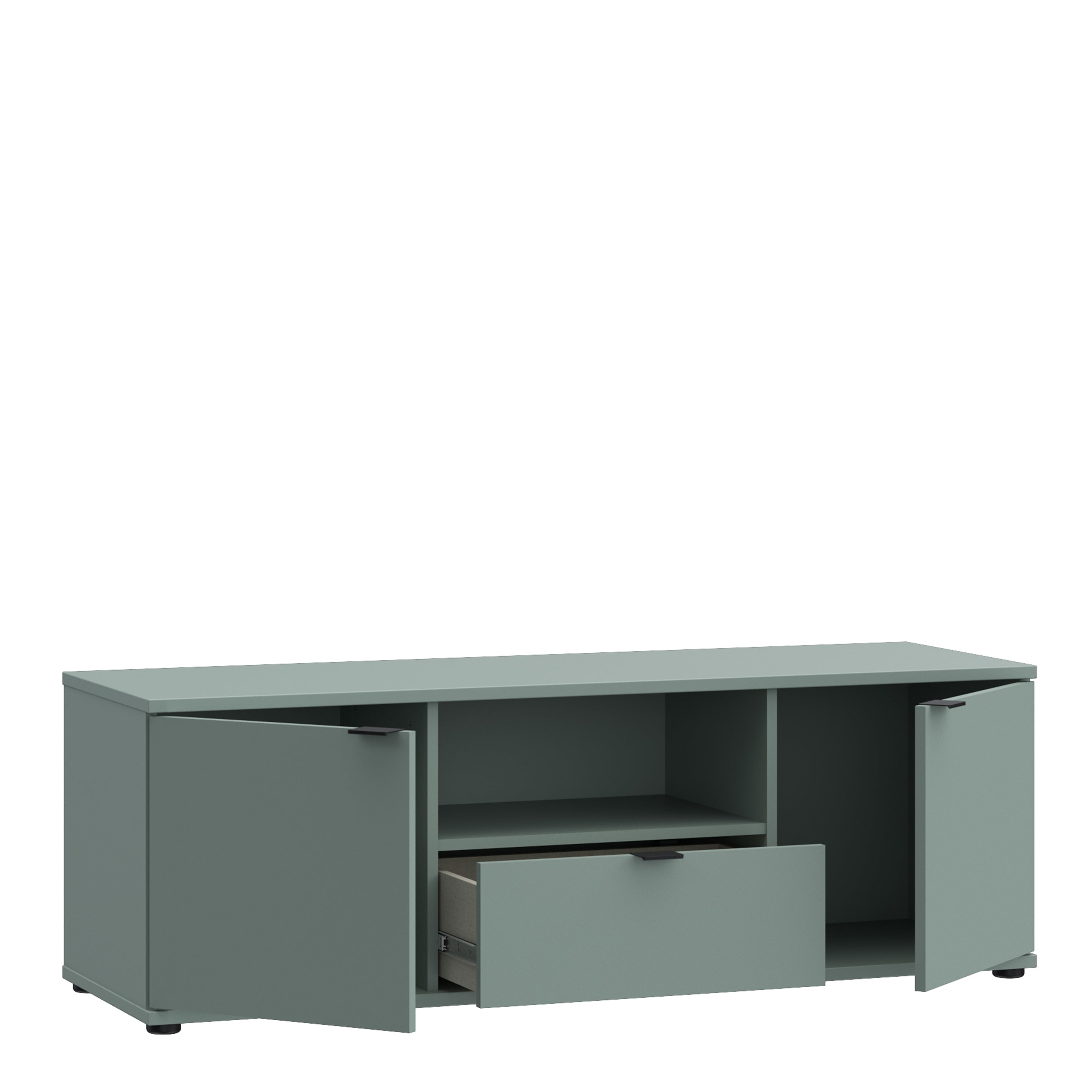 Ganymede Wide TV Unit with Open Shelf & 2 Doors in Sage Green