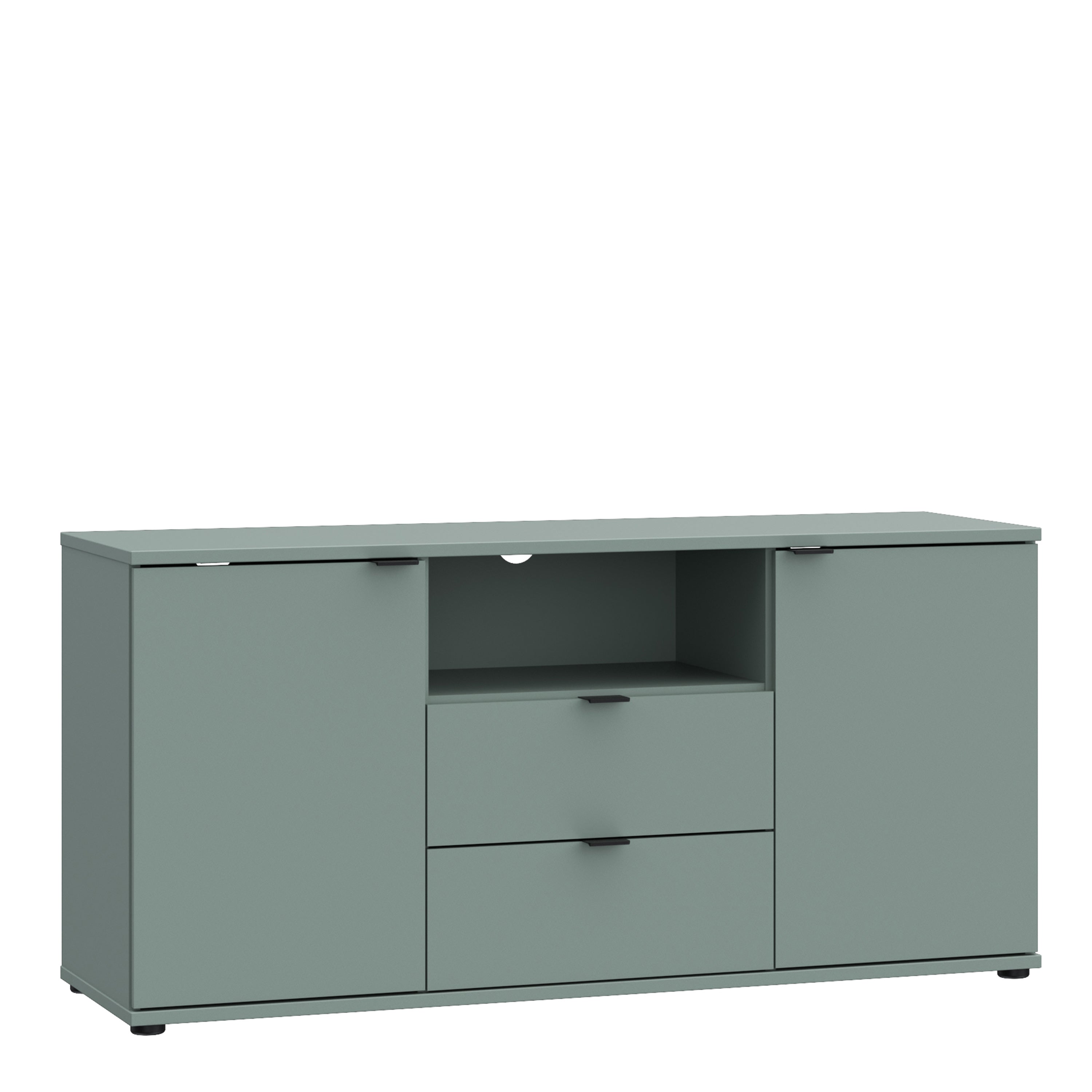 Ganymede TV Unit with Open Shelf, Drawer & 2 Doors in Sage Green