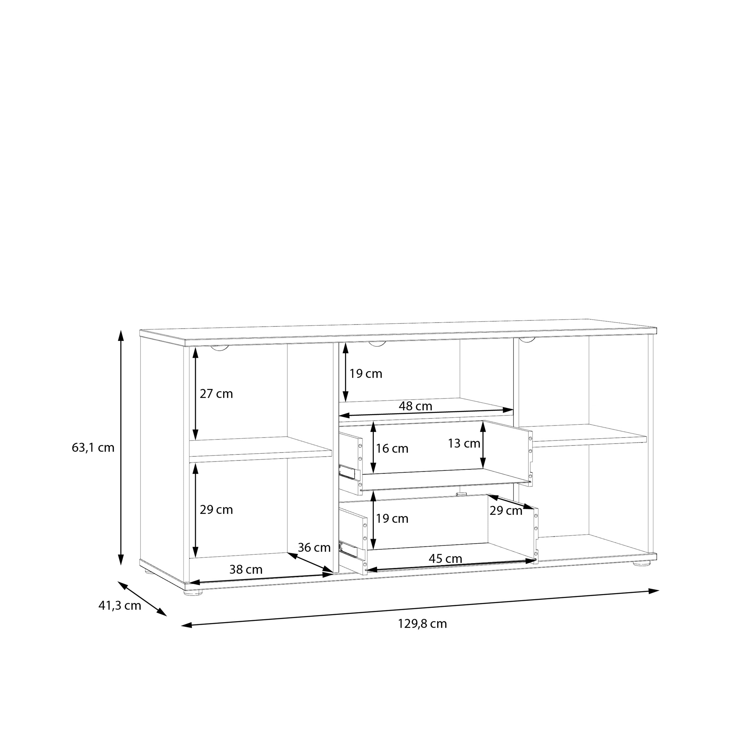Ganymede TV Unit with Open Shelf, Drawer & 2 Doors in Sage Green