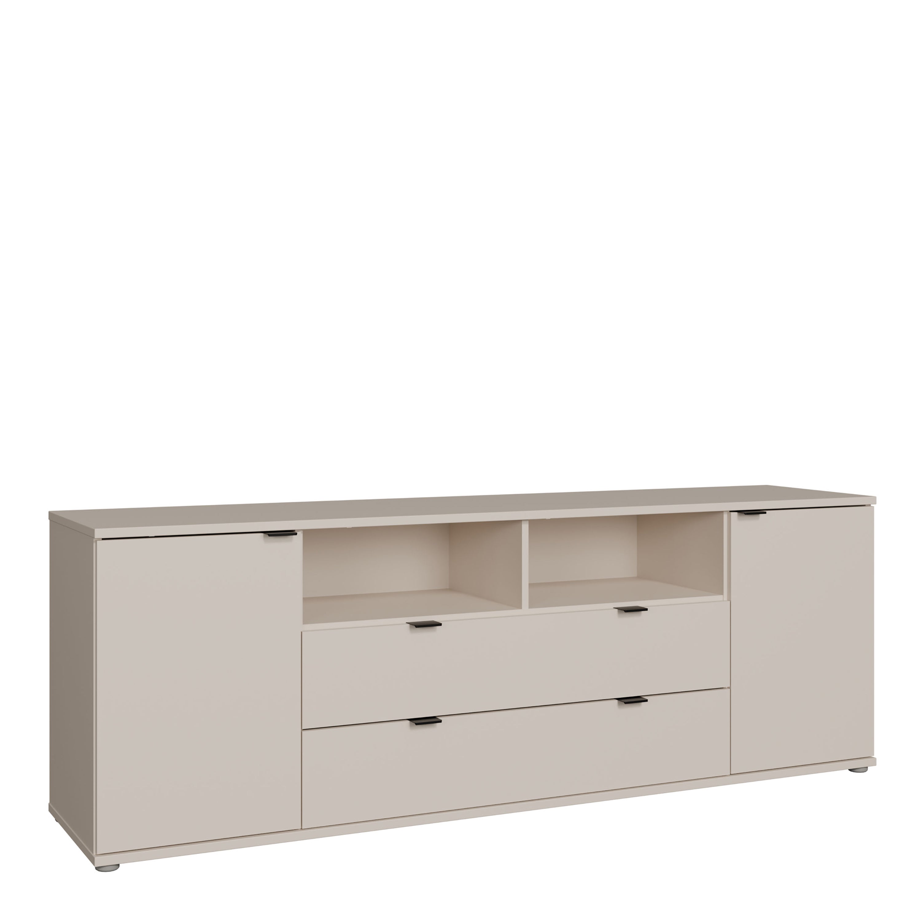 Ganymede Wide TV Unit with Open Shelving, 2 Drawers & 2 Doors in Sand