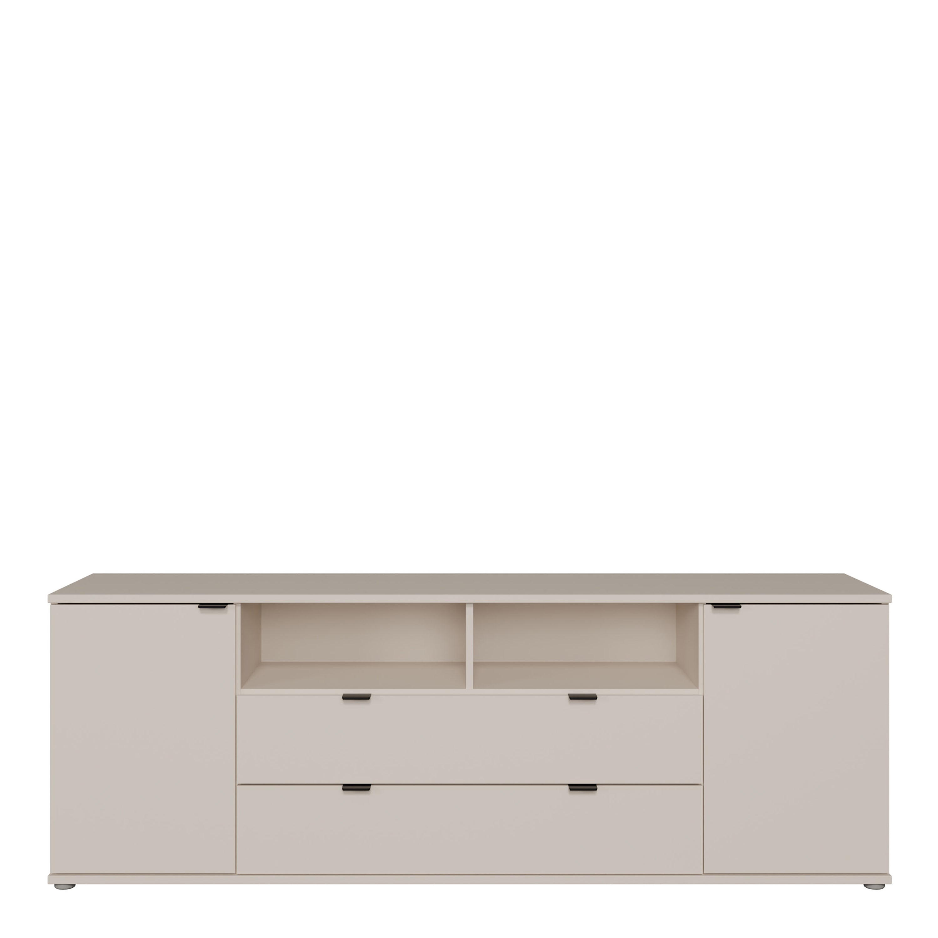 Ganymede Wide TV Unit with Open Shelving, 2 Drawers & 2 Doors in Sand