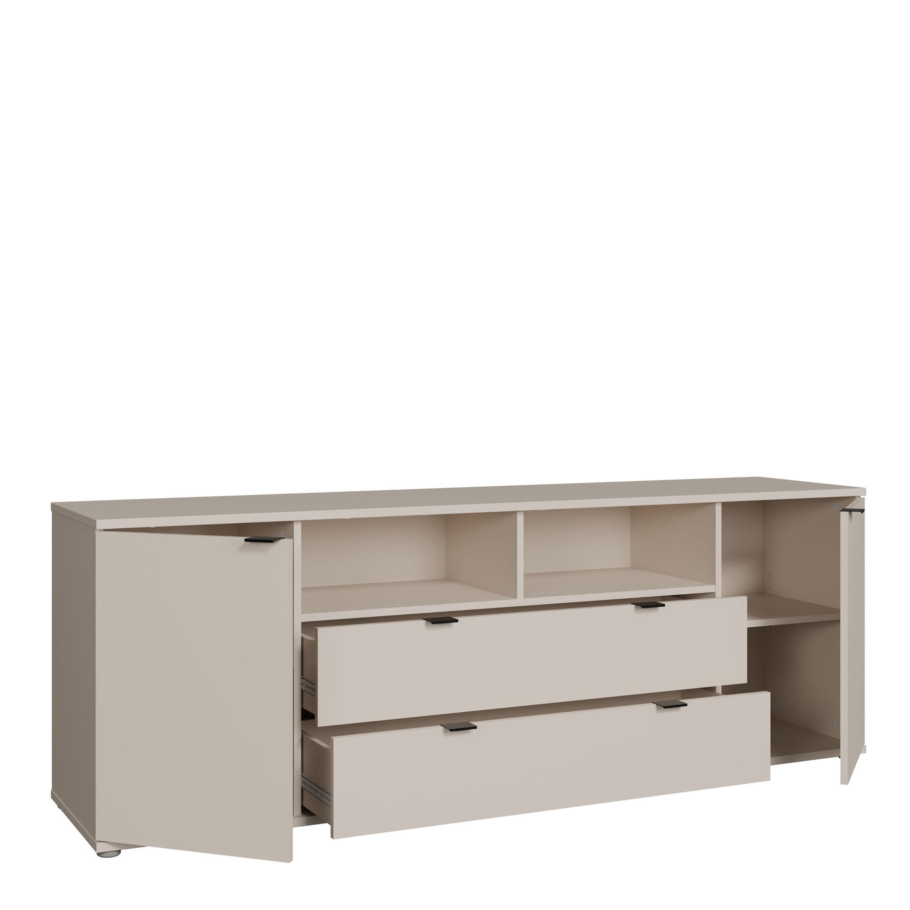 Ganymede Wide TV Unit with Open Shelving, 2 Drawers & 2 Doors in Sand