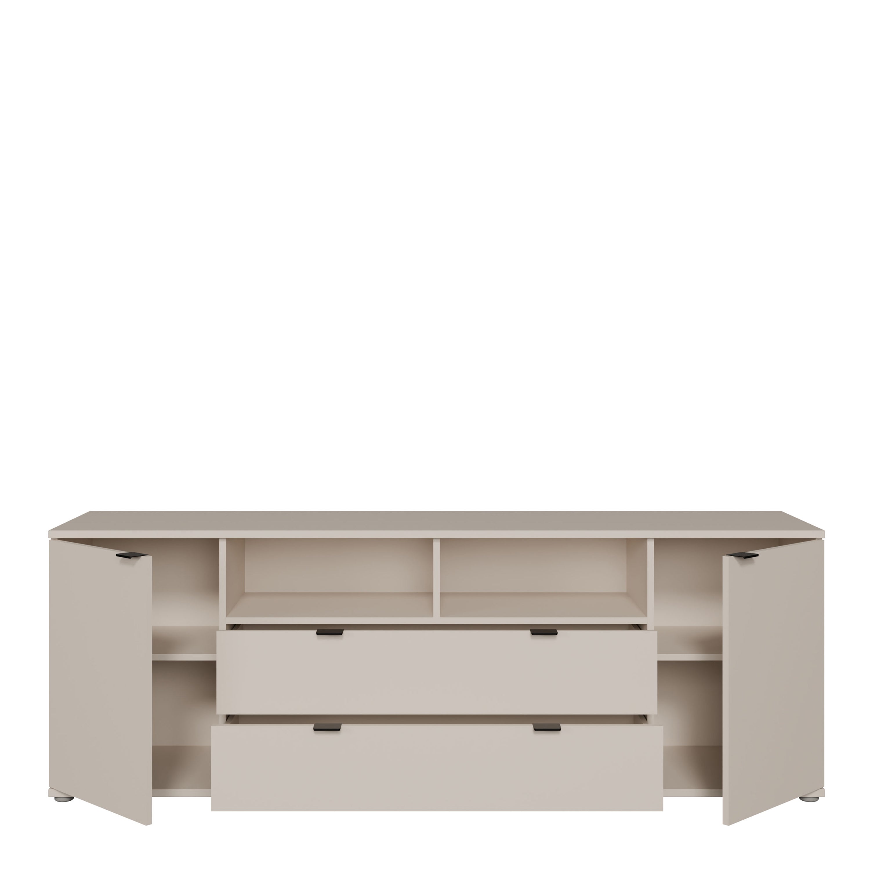 Ganymede Wide TV Unit with Open Shelving, 2 Drawers & 2 Doors in Sand