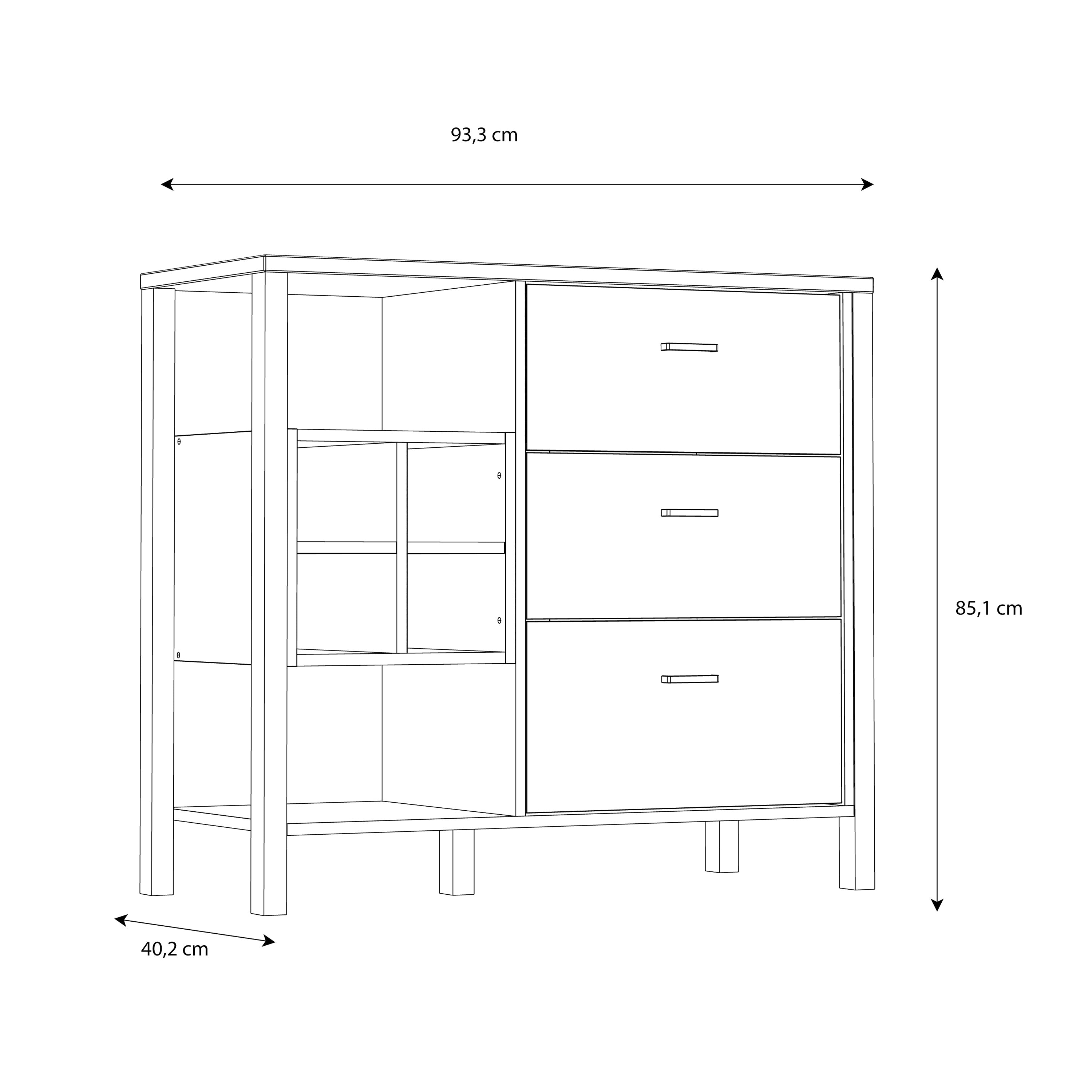 High Rock 3 Drawer Display Chest in Matt Black/Riviera Oak – FTG, view 10